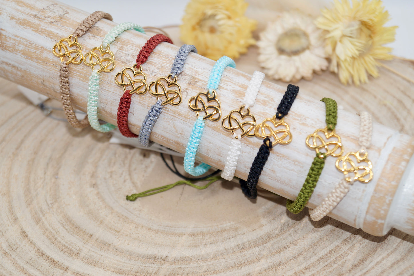 Makrameearmband Freundschaftsarmband Schmuck Armband Edelstahl Anhönger Unendliche-Liebe