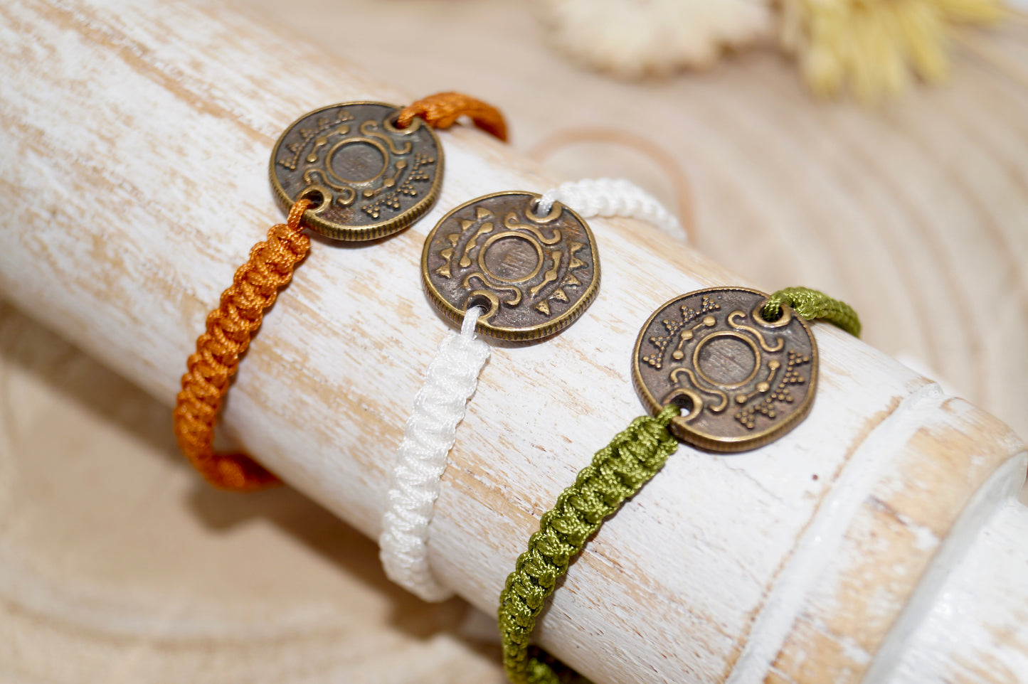 Makrameearmband Freundschaftsarmband Schmuck Armband Edelstahl Münze
