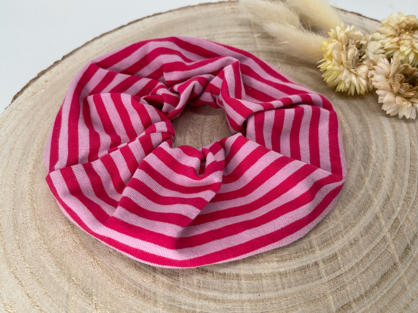 Scrunchie Haargummi Streifen pink rosa