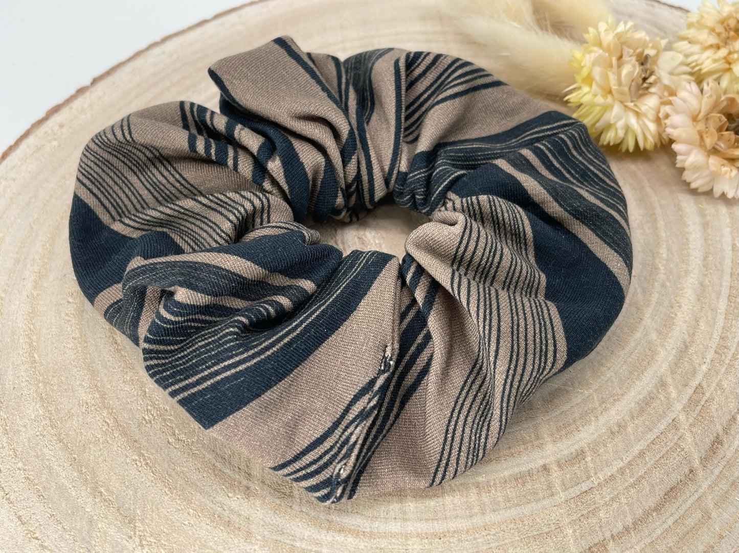 Jersey Scrunchie Haargummi braun schwarz