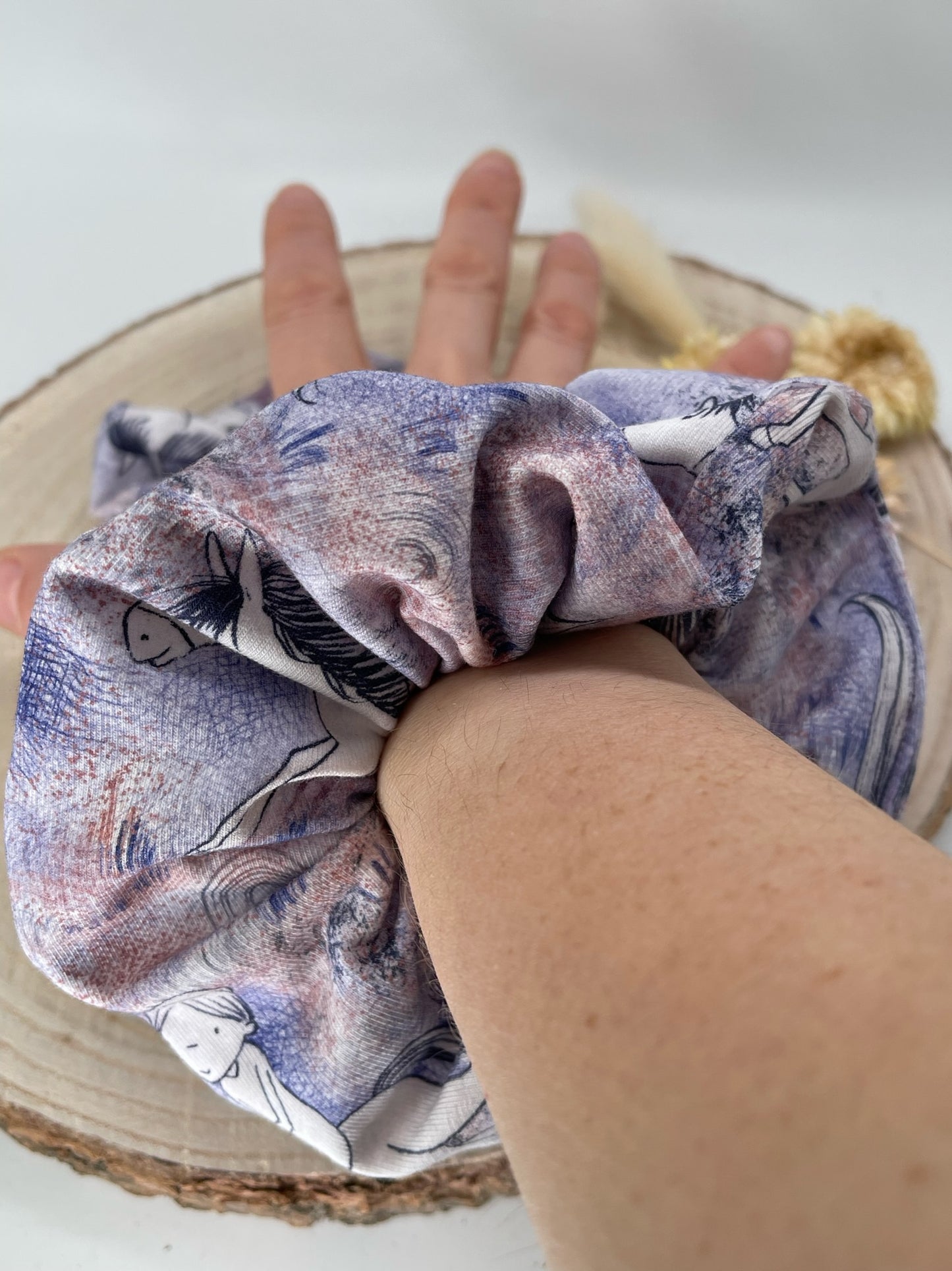Scrunchie Haargummi elastisches Haarband kleine Reiterin blau für feines oder dickes Haar