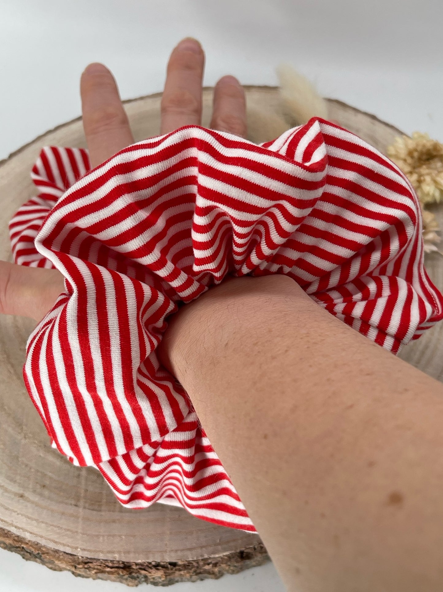 Scrunchie Haargummi Haarband weiß rot gestreift