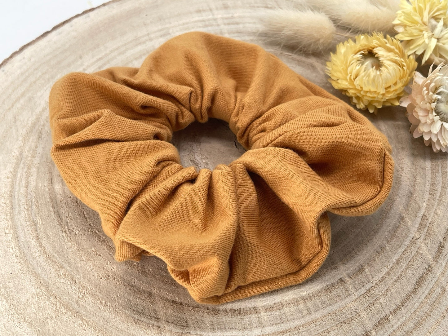 Jersey Scrunchie Haargummi uni braun Ocker