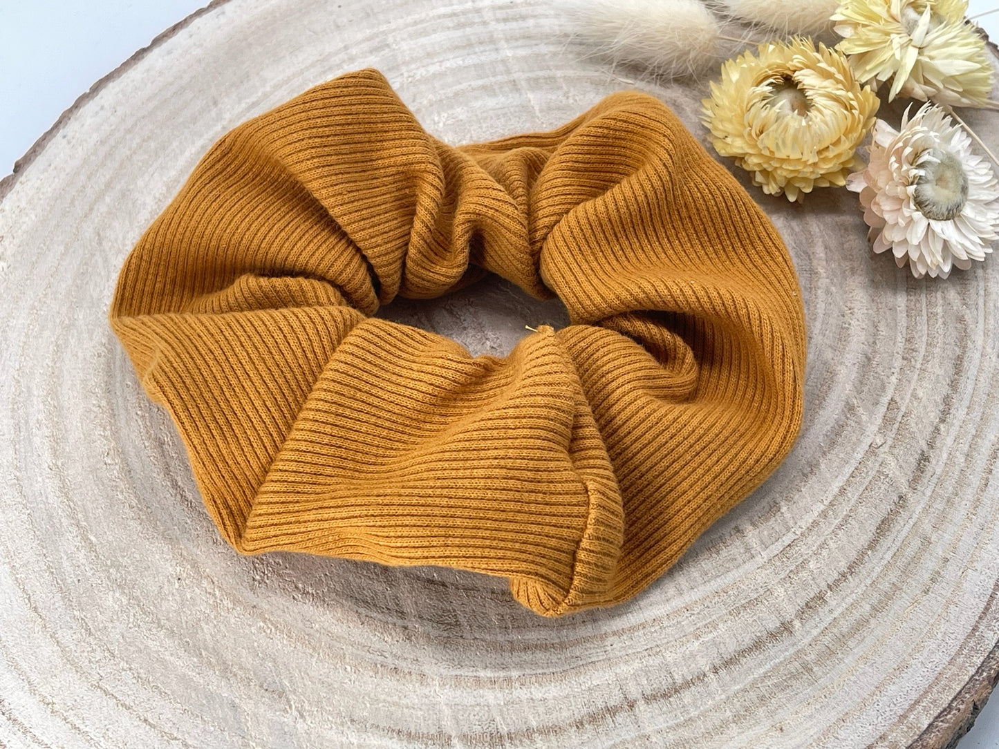 Ripp-Jersey Scrunchie Haargummi Ocker braun uni