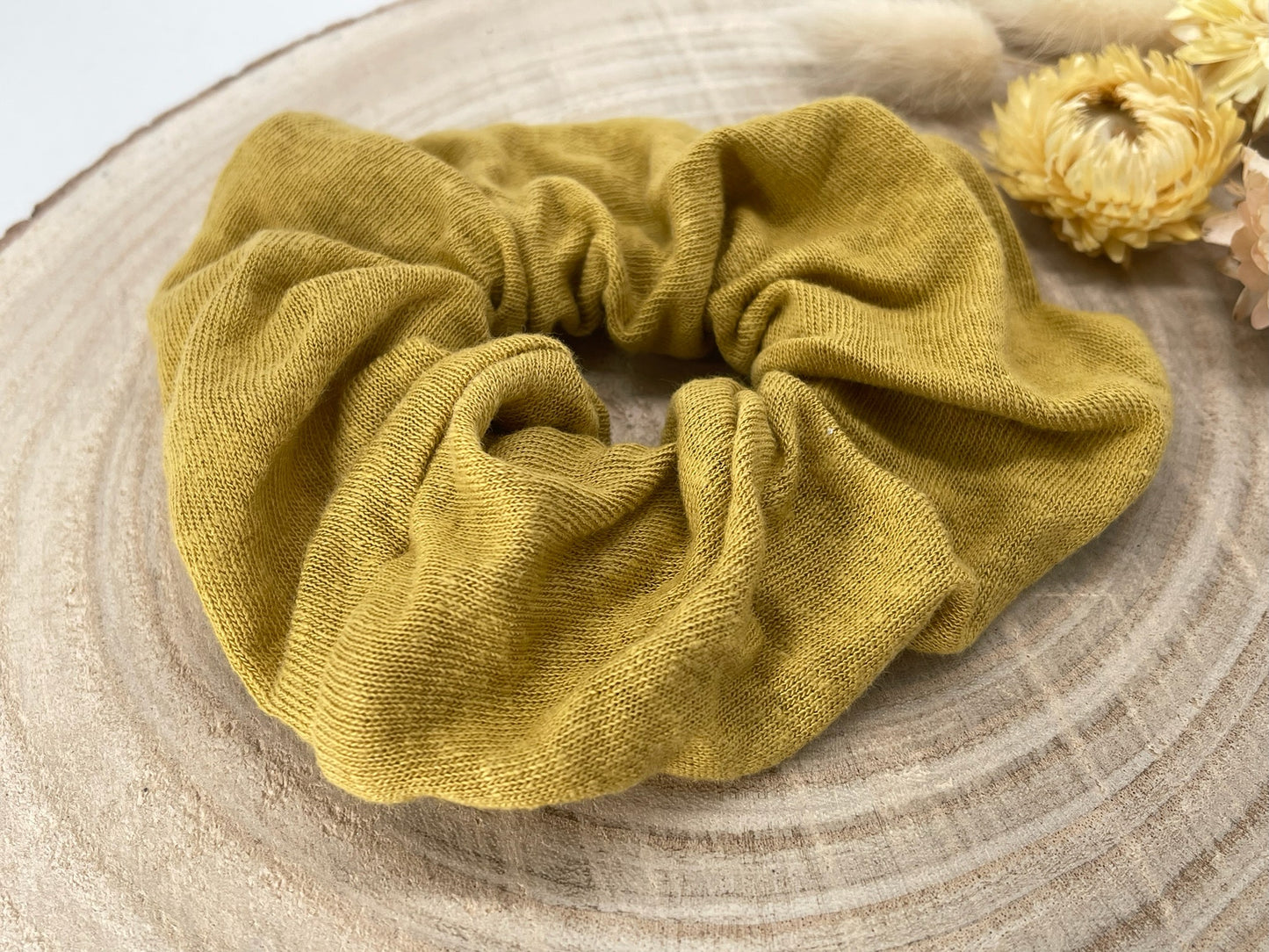 Strick-Jersey Scrunchie Haargummi Uni Senf