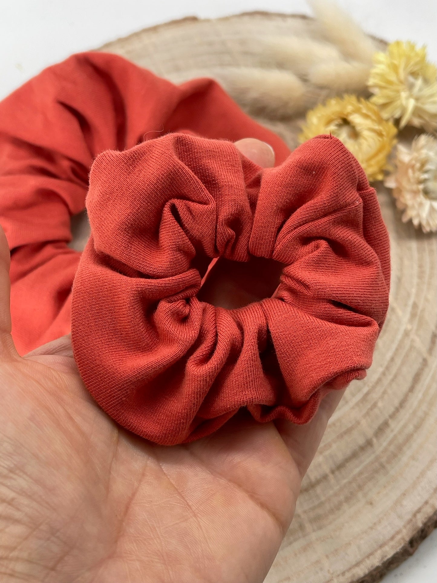 Jersey Scrunchie Haargummi Uni orange rot