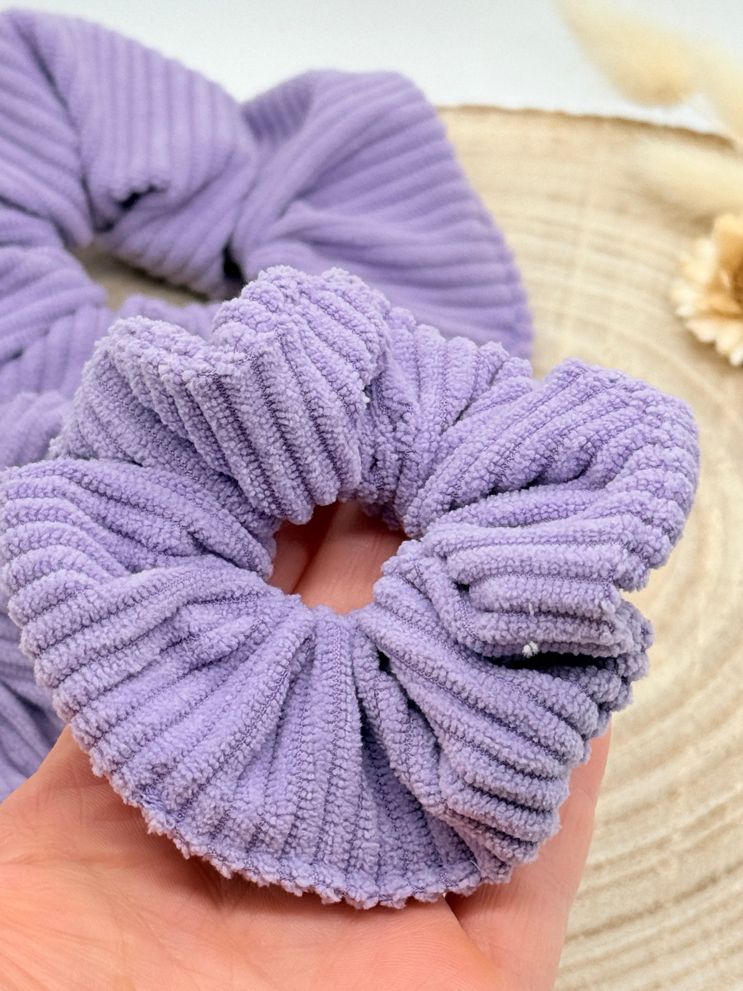 Cord Scrunchie Haargummi uni lila