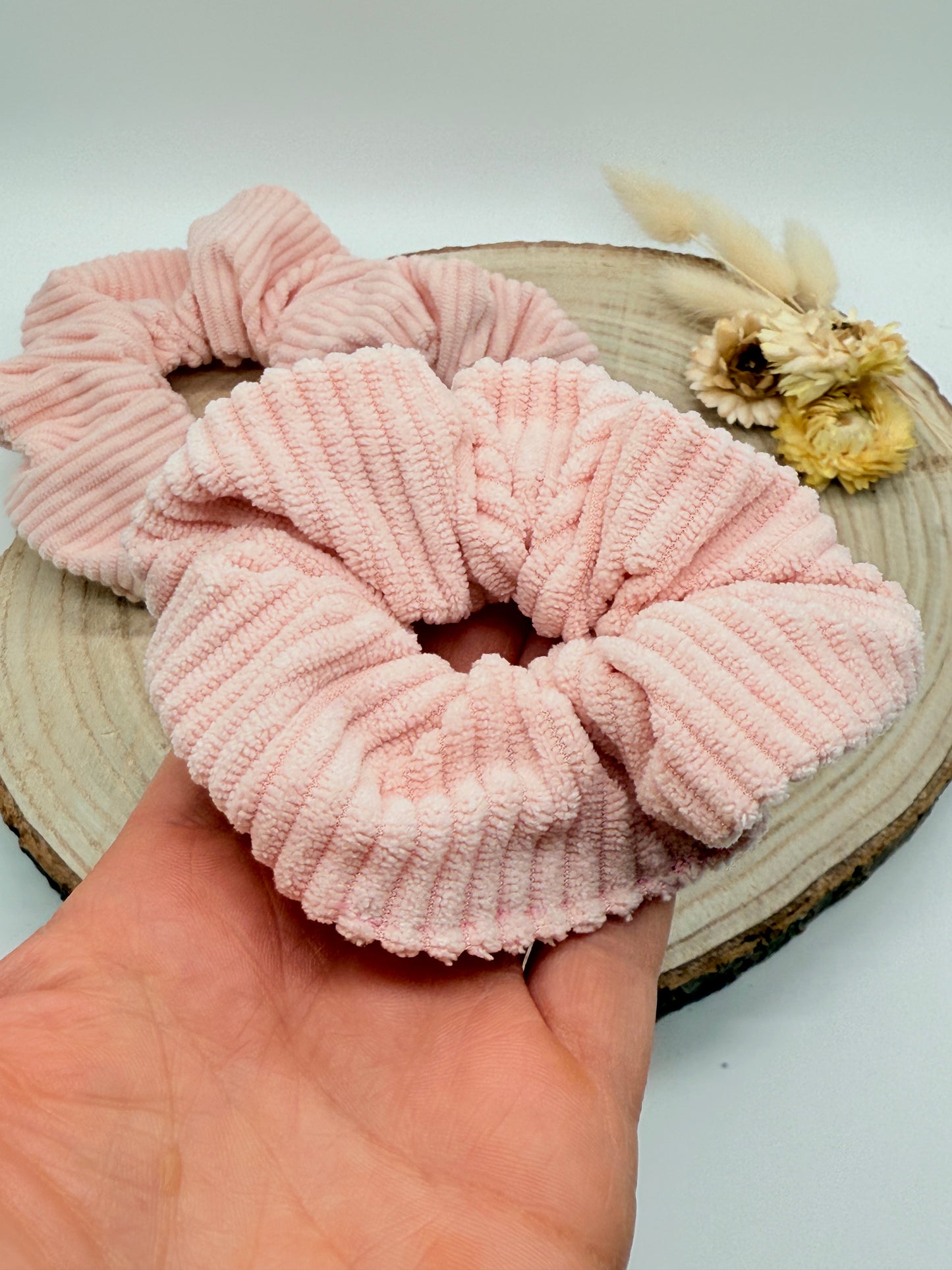 Cord Scrunchie Haargummi uni rosa