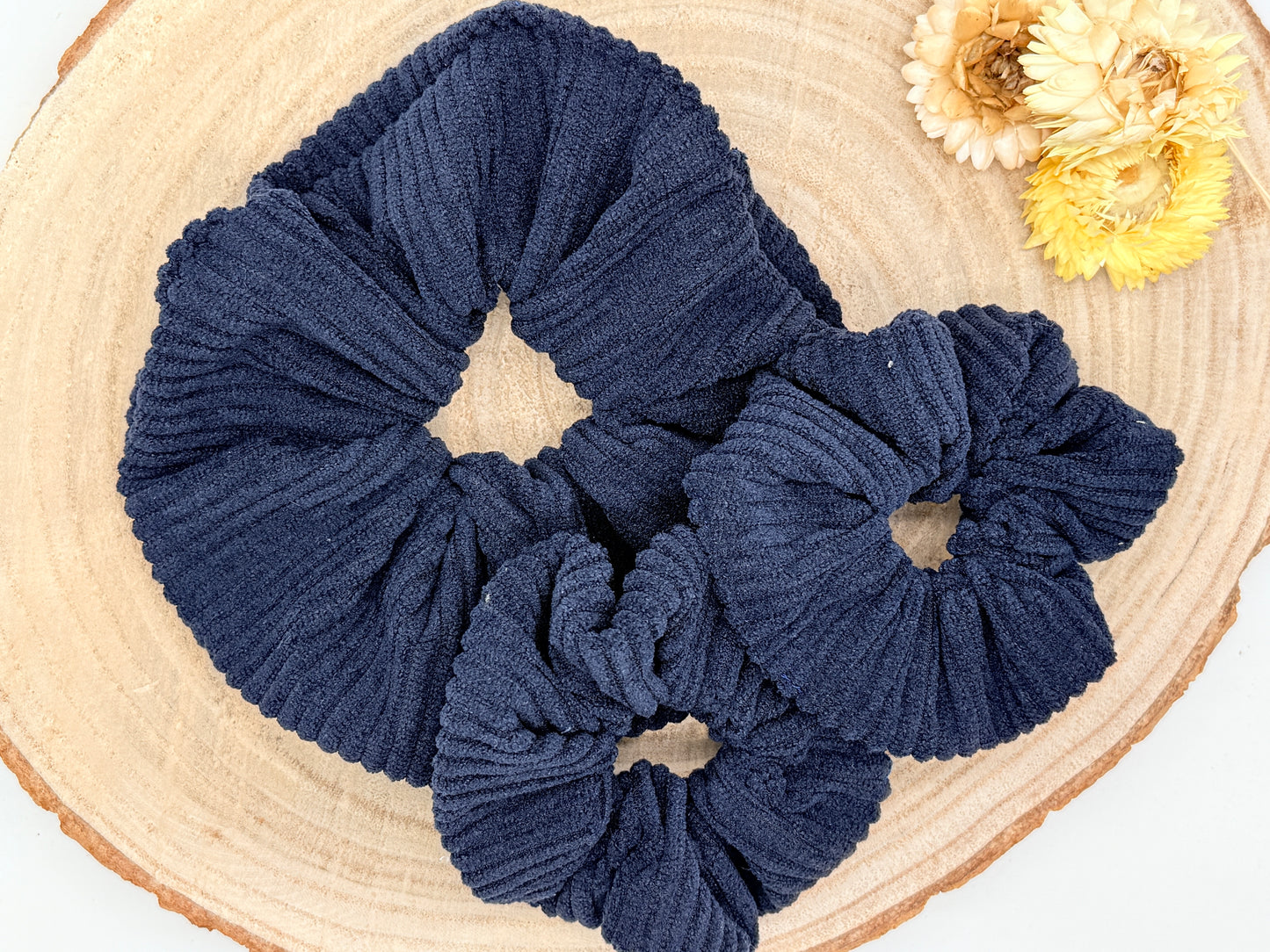 Cord Scrunchie Haargummi uni dunkelblau