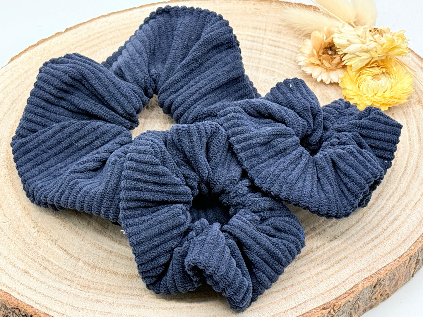 Cord Scrunchie Haargummi uni dunkelblau