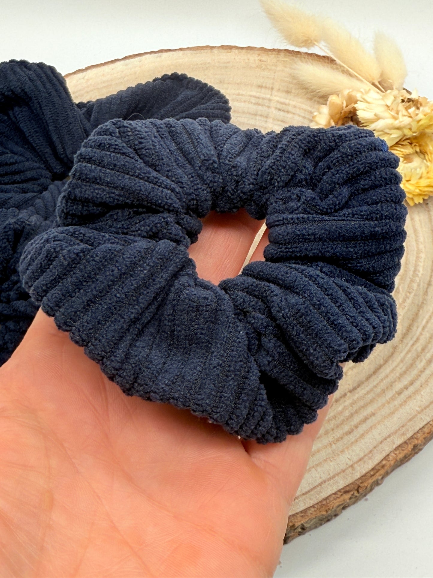 Cord Scrunchie Haargummi uni dunkelblau