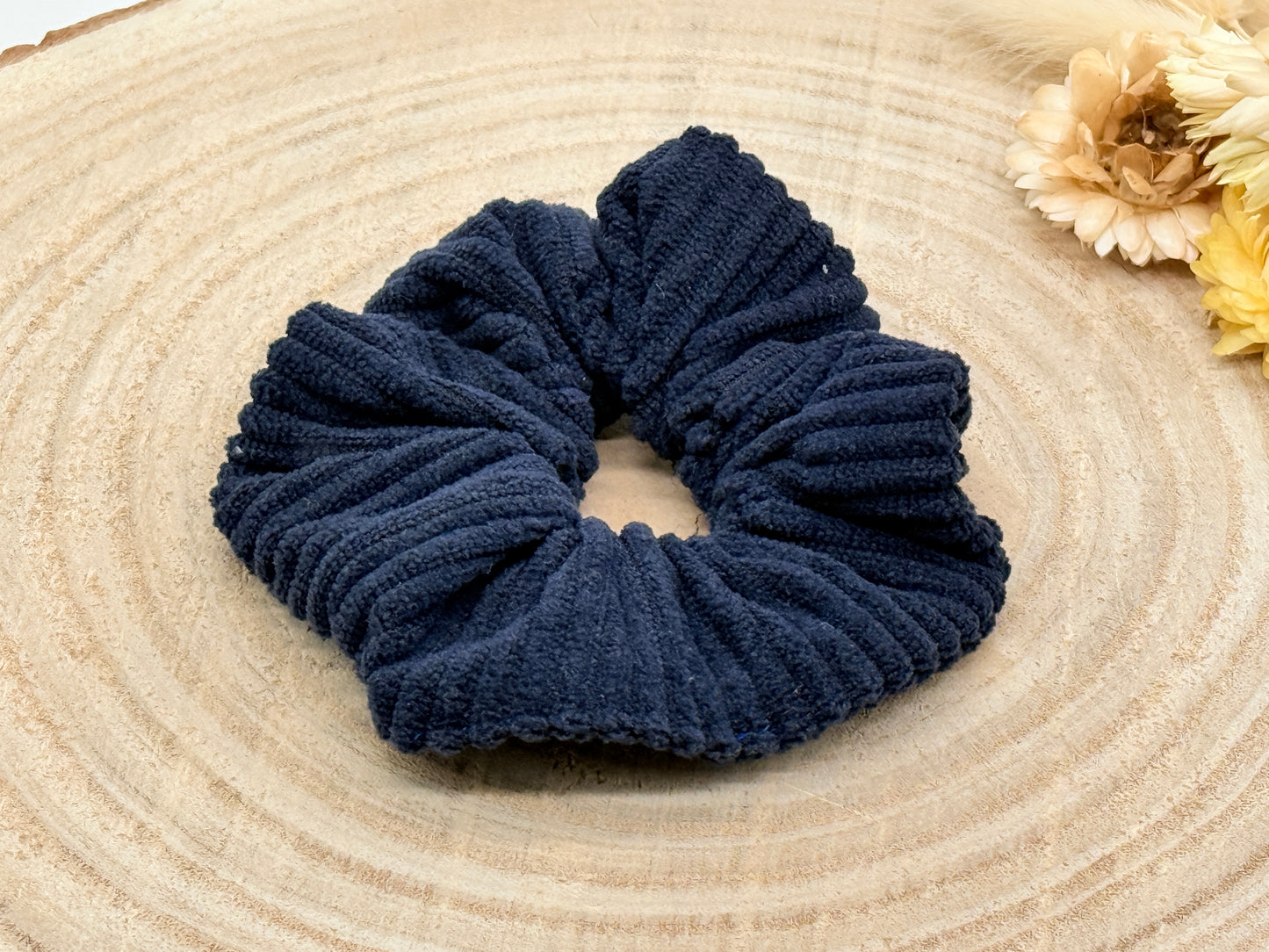 Cord Scrunchie Haargummi uni dunkelblau