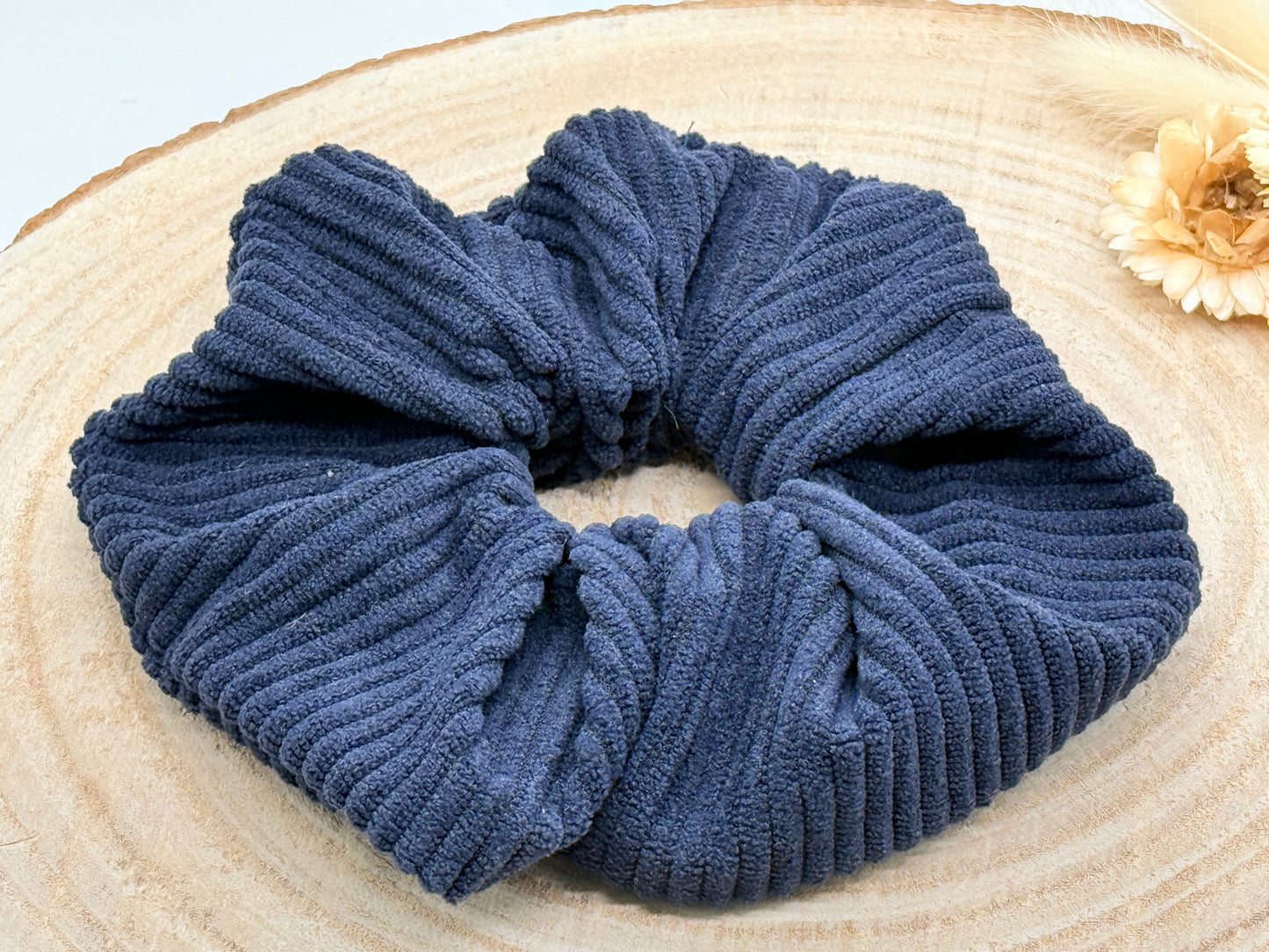 Cord Scrunchie Haargummi uni dunkelblau