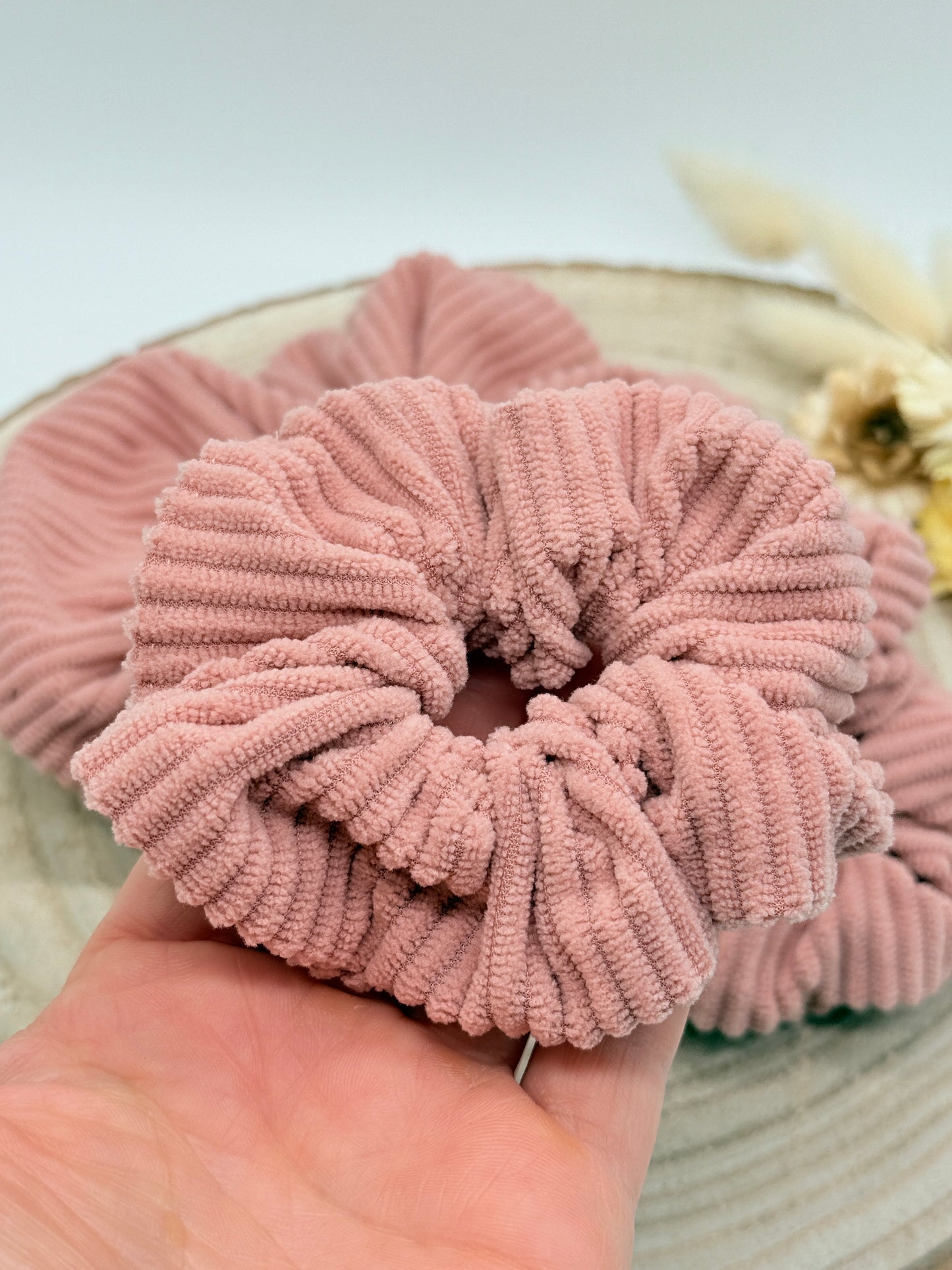 Cord Scrunchie Haargummi uni altrosa