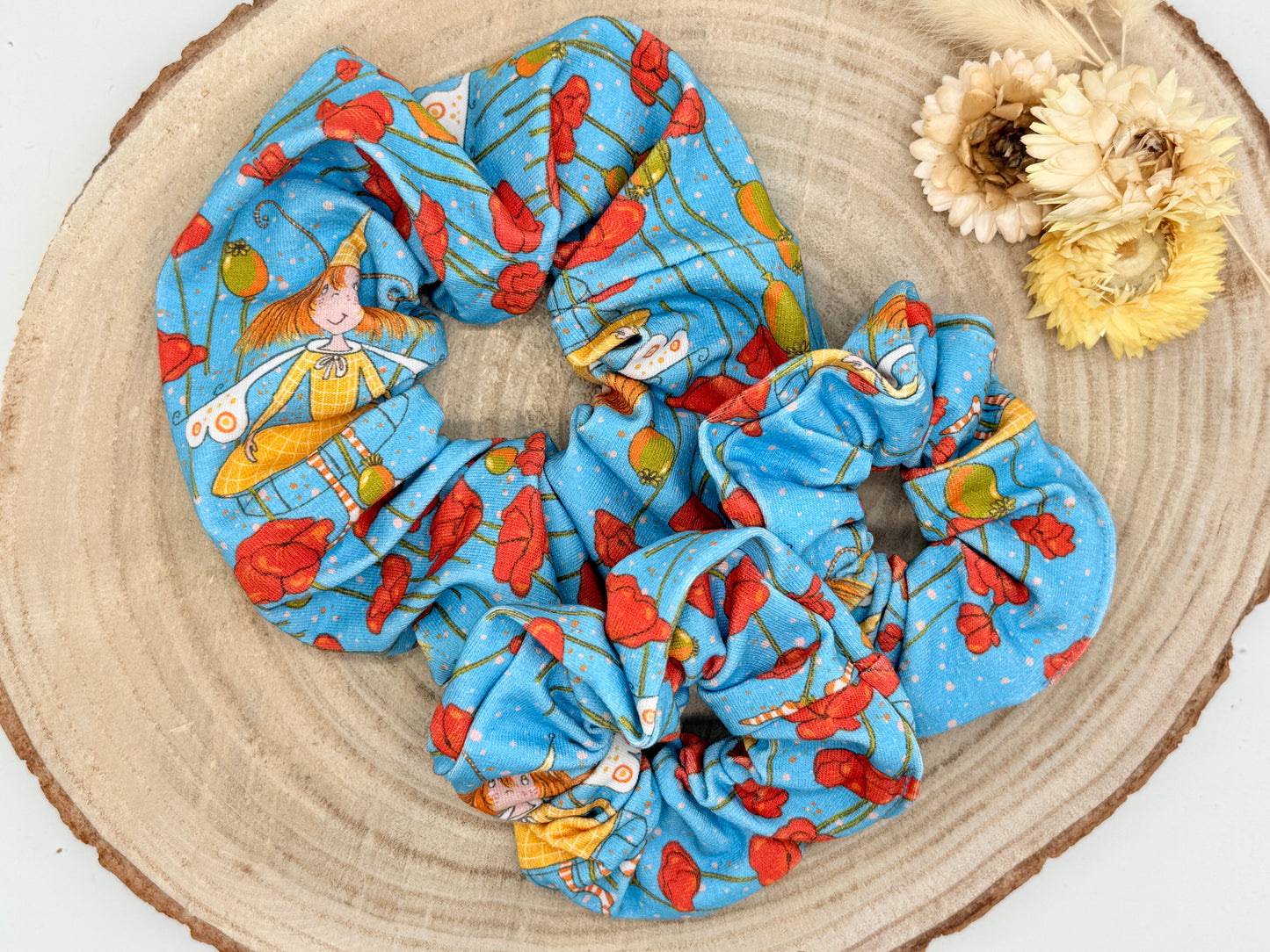 Jersey Scrunchie Haargummi Mohnmädchen blau