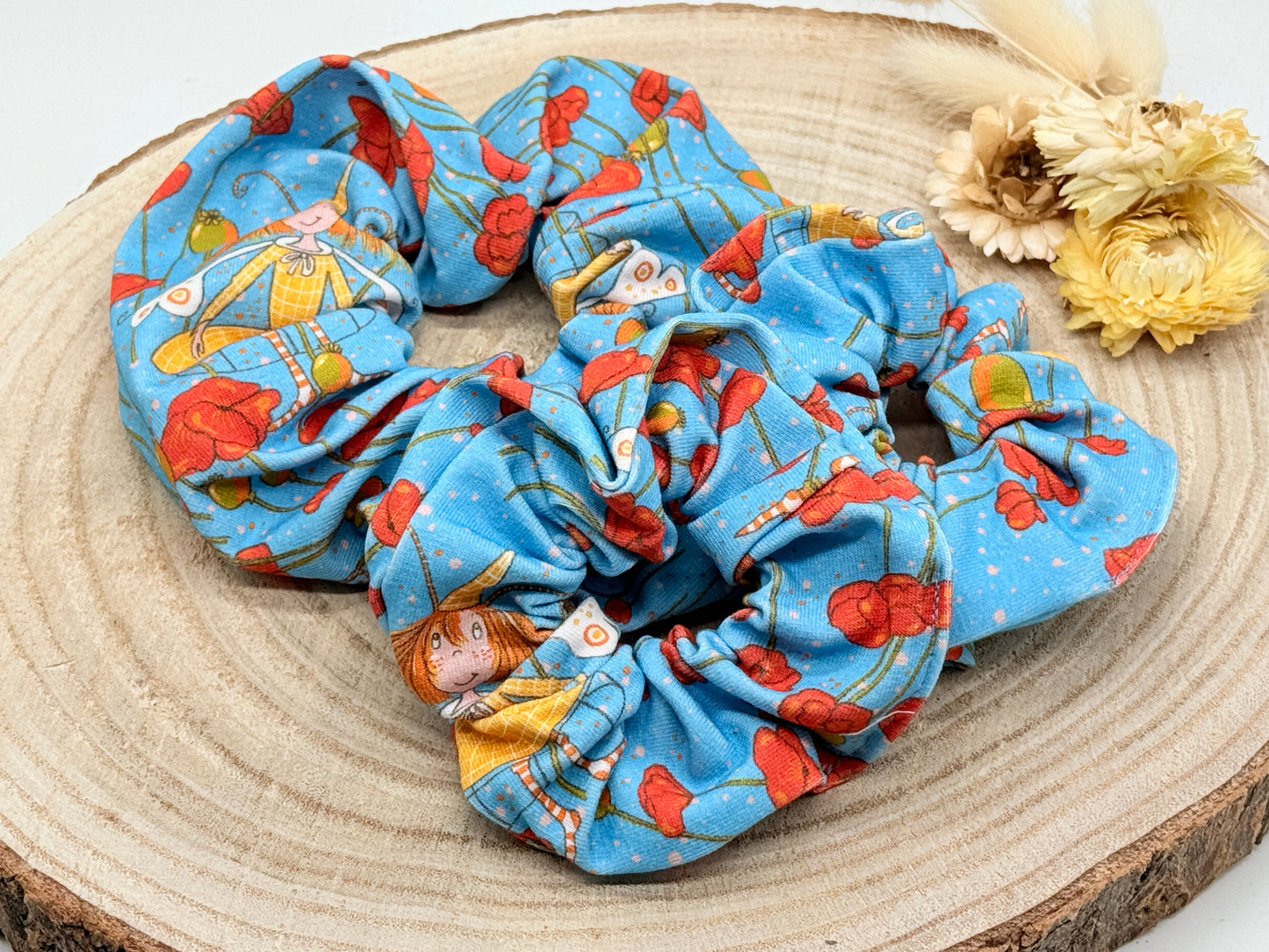 Jersey Scrunchie Haargummi Mohnmädchen blau