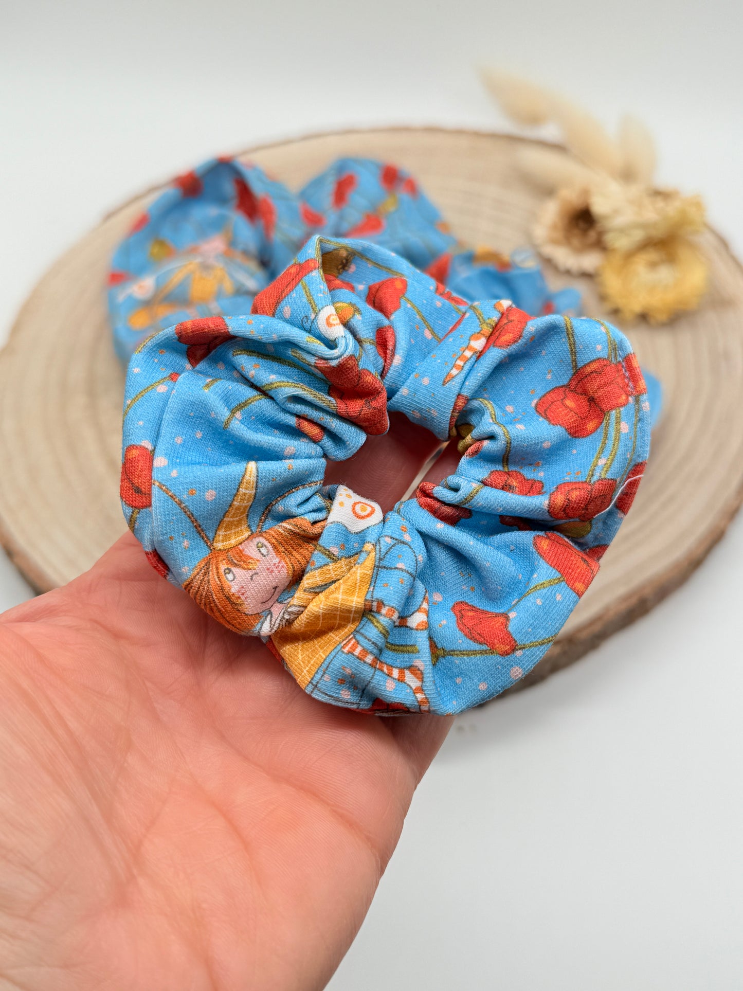 Jersey Scrunchie Haargummi Mohnmädchen blau