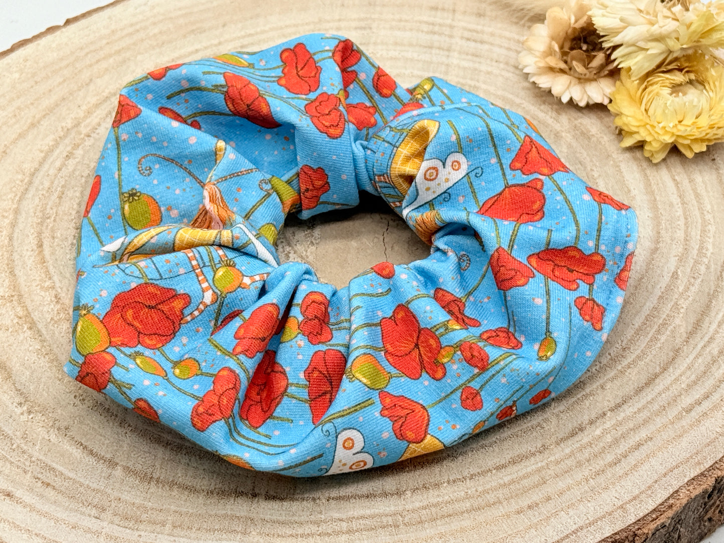 Jersey Scrunchie Haargummi Mohnmädchen blau