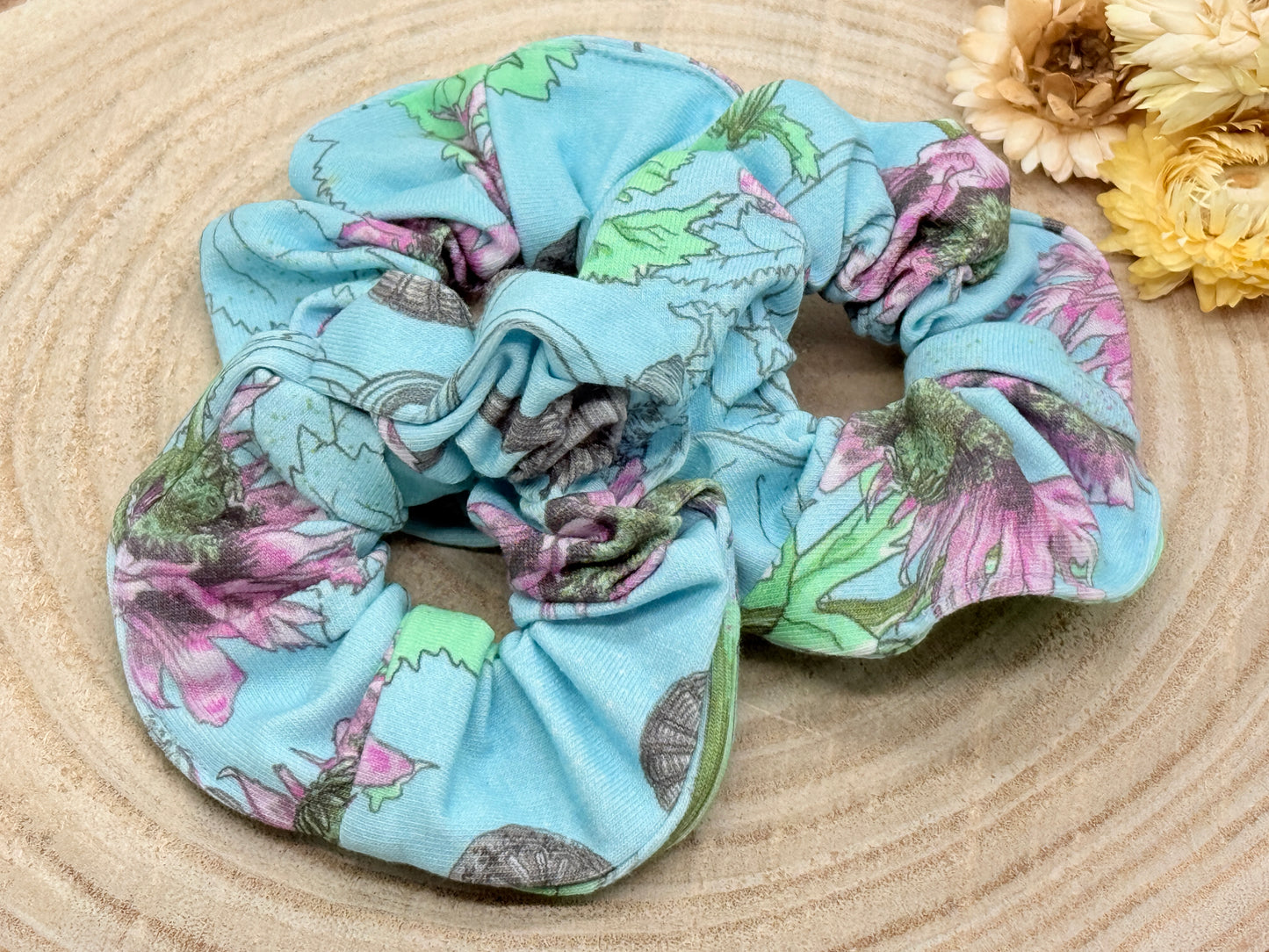Jersey Scrunchie Haargummi Distel blau