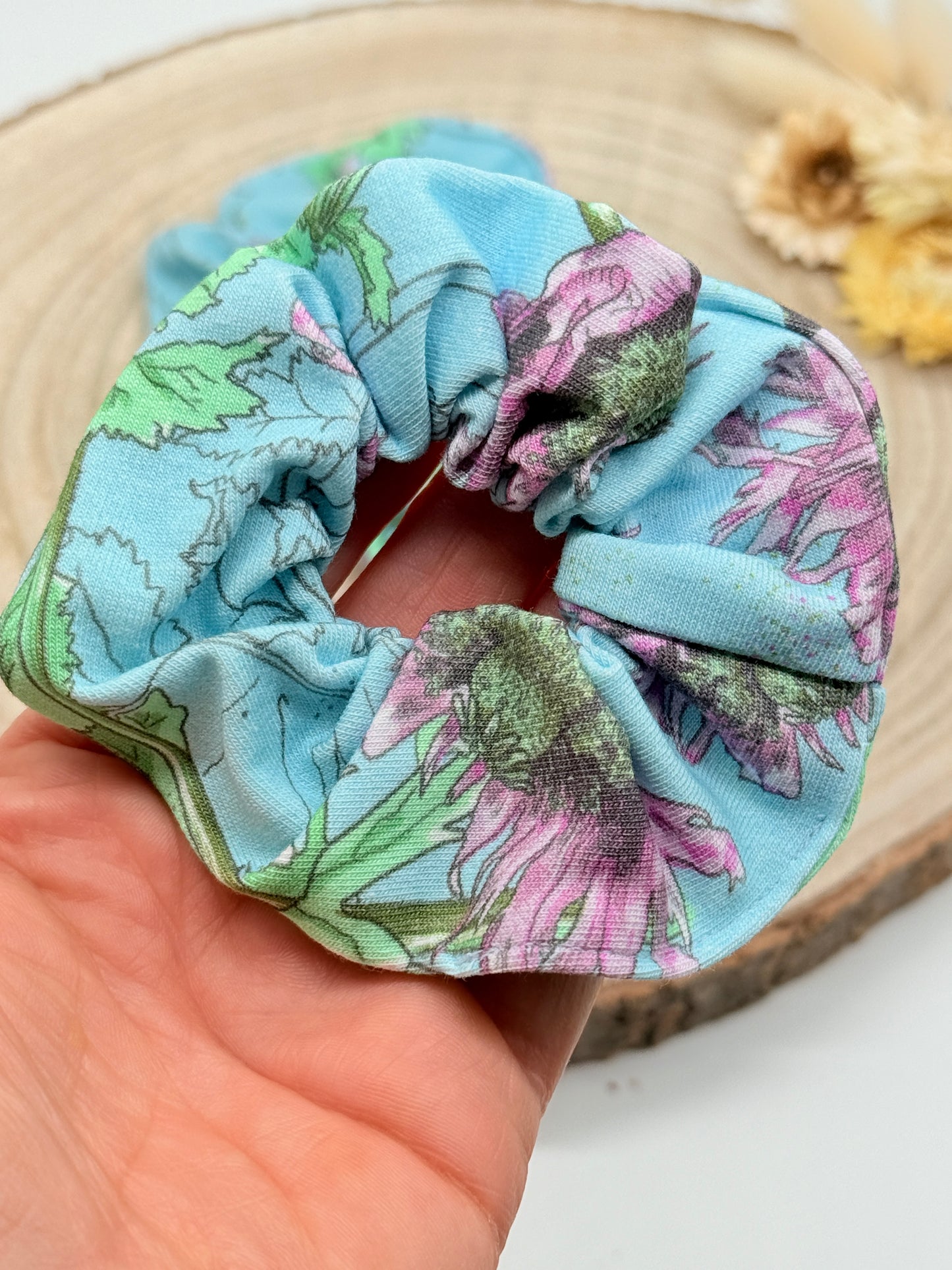 Jersey Scrunchie Haargummi Distel blau