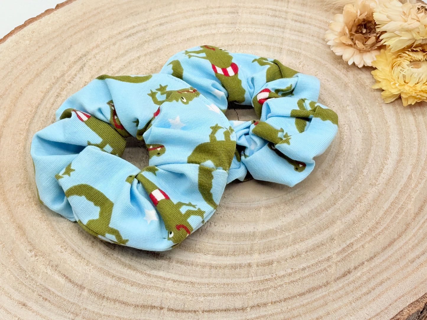 Jersey Scrunchie Haargummi Krokodil blau