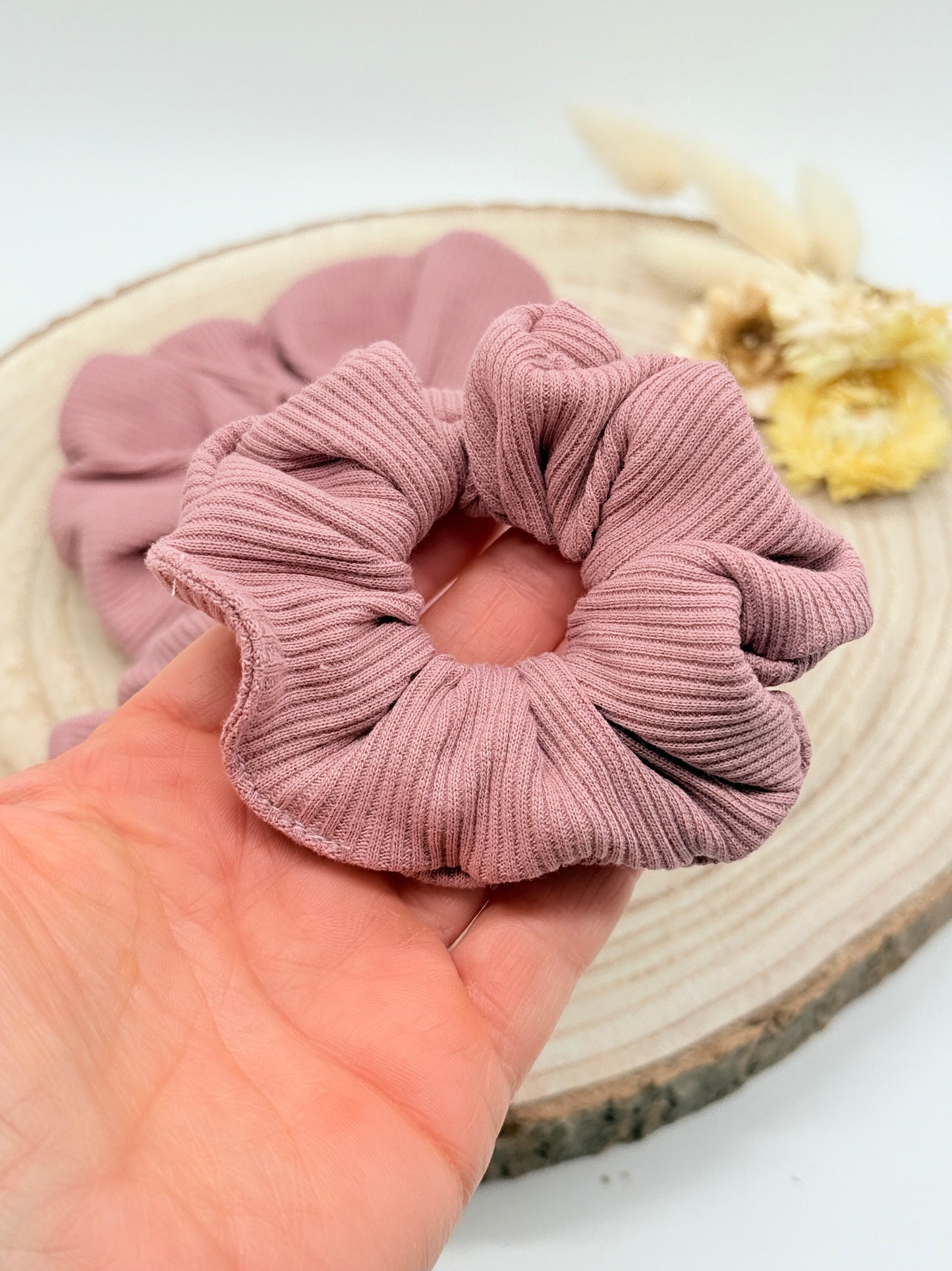 Ripp-Jersey Scrunchie Haargummi uni altrosa