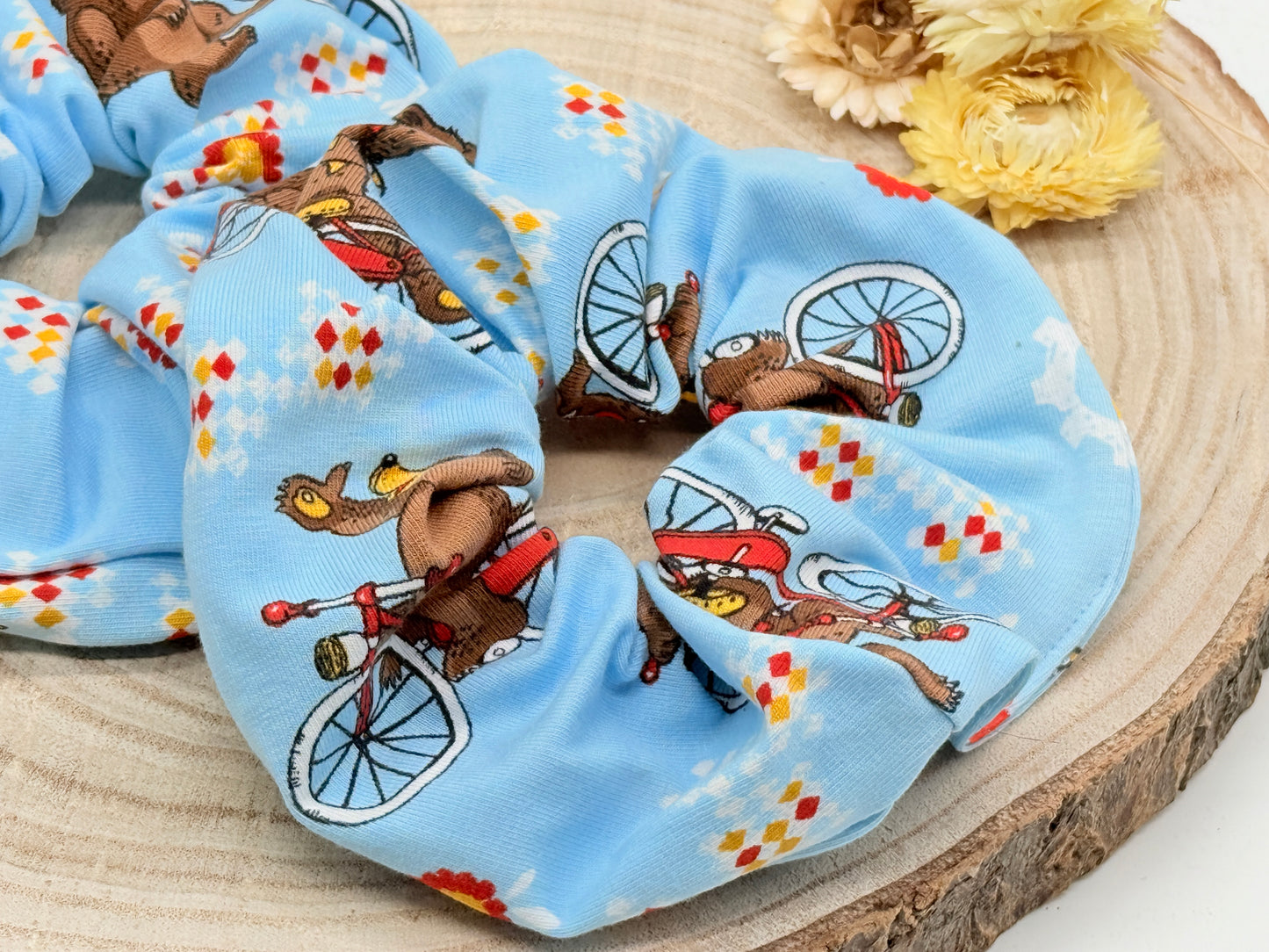 Jersey Scrunchie Haargummi großer Bär blau