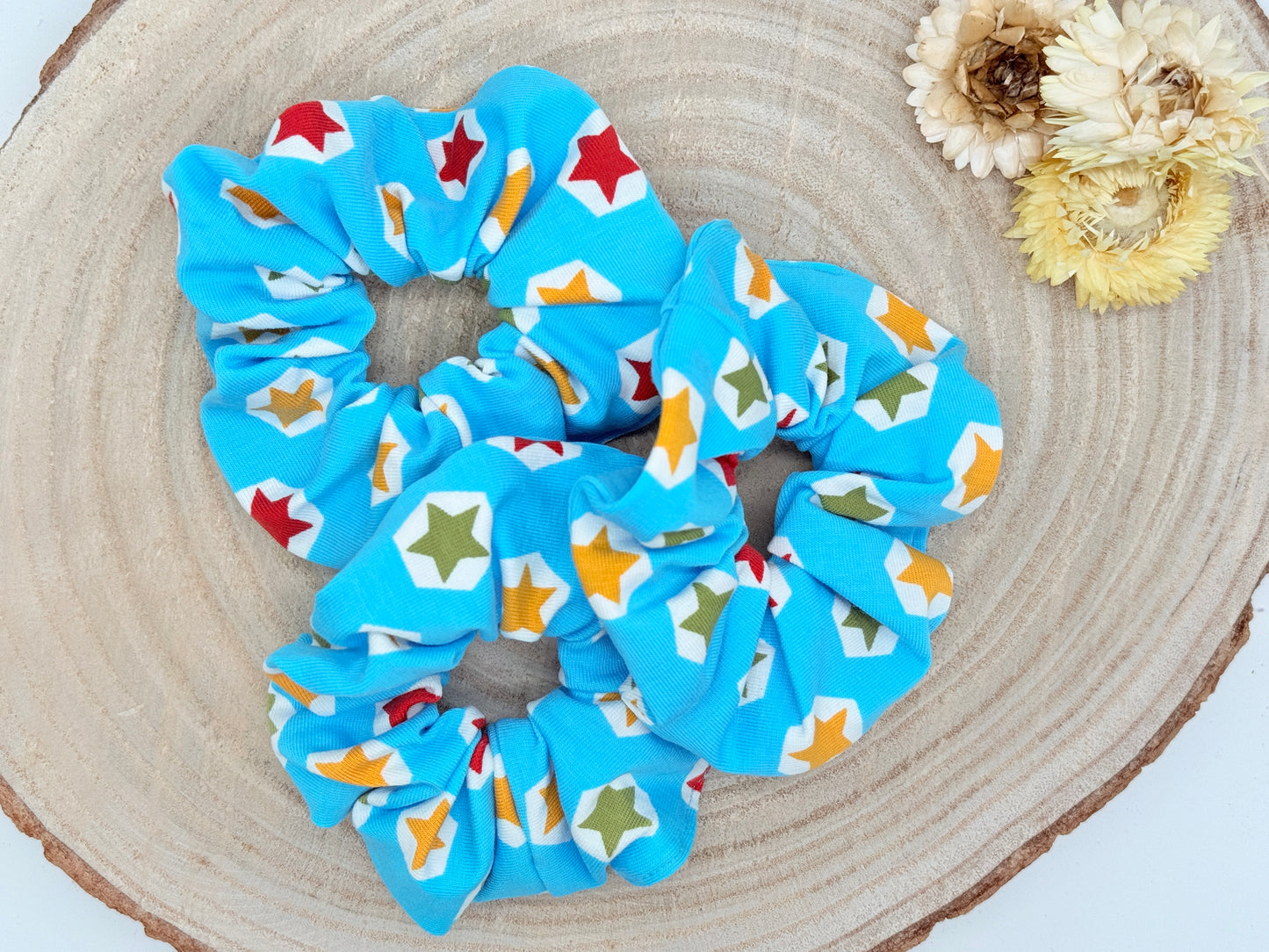 Jersey Scrunchie Haargummi Sterne blau