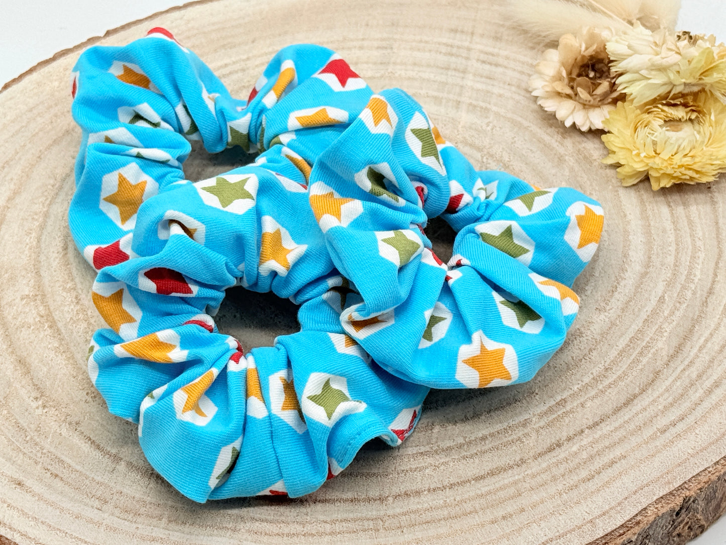 Jersey Scrunchie Haargummi Sterne blau
