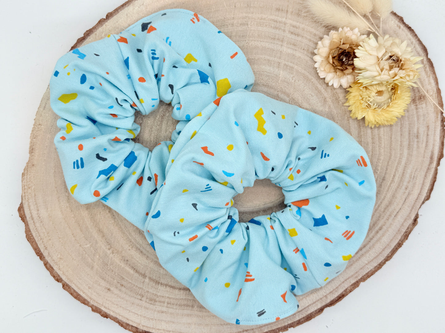 Jersey Scrunchie Haargummi Blau gesprenkelt