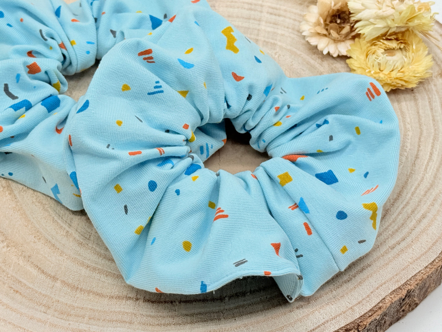 Jersey Scrunchie Haargummi Blau gesprenkelt