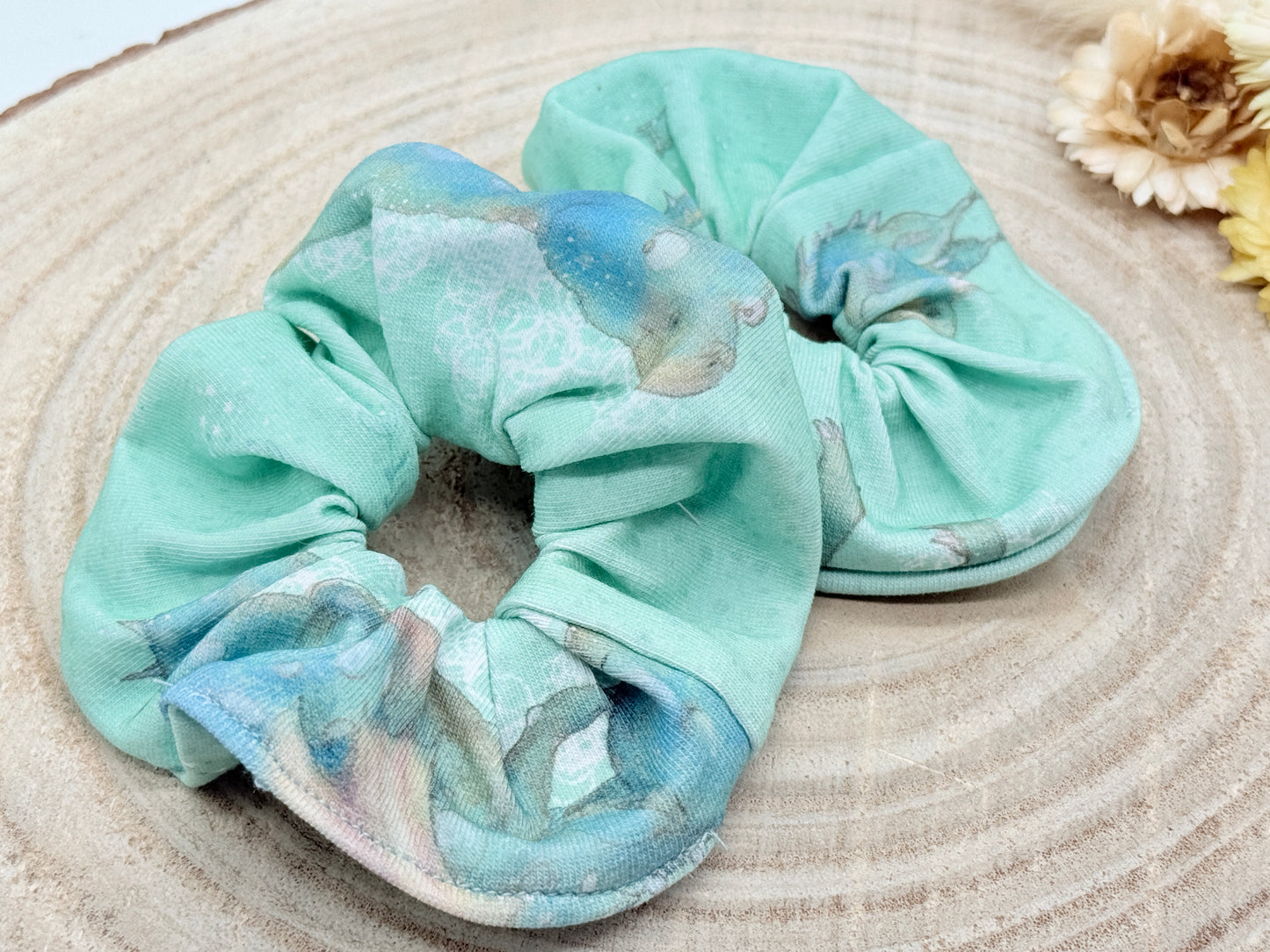 Jersey Scrunchie Haargummi Drache blau