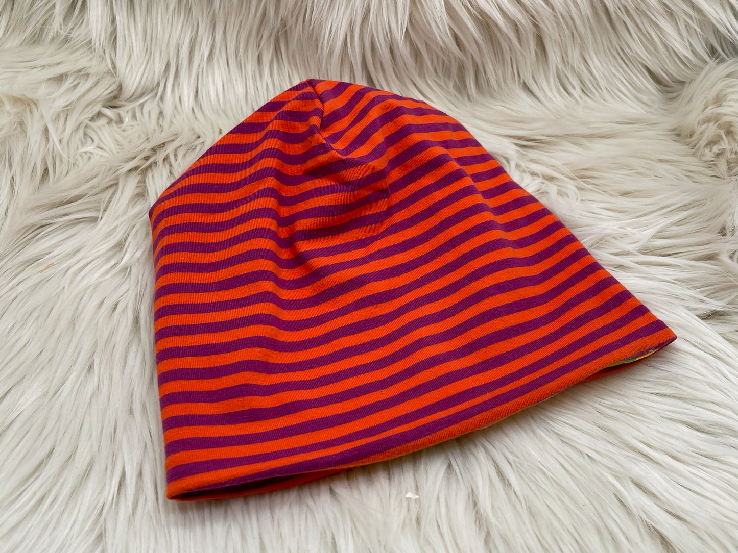 Wendebeanie Blumen gelb