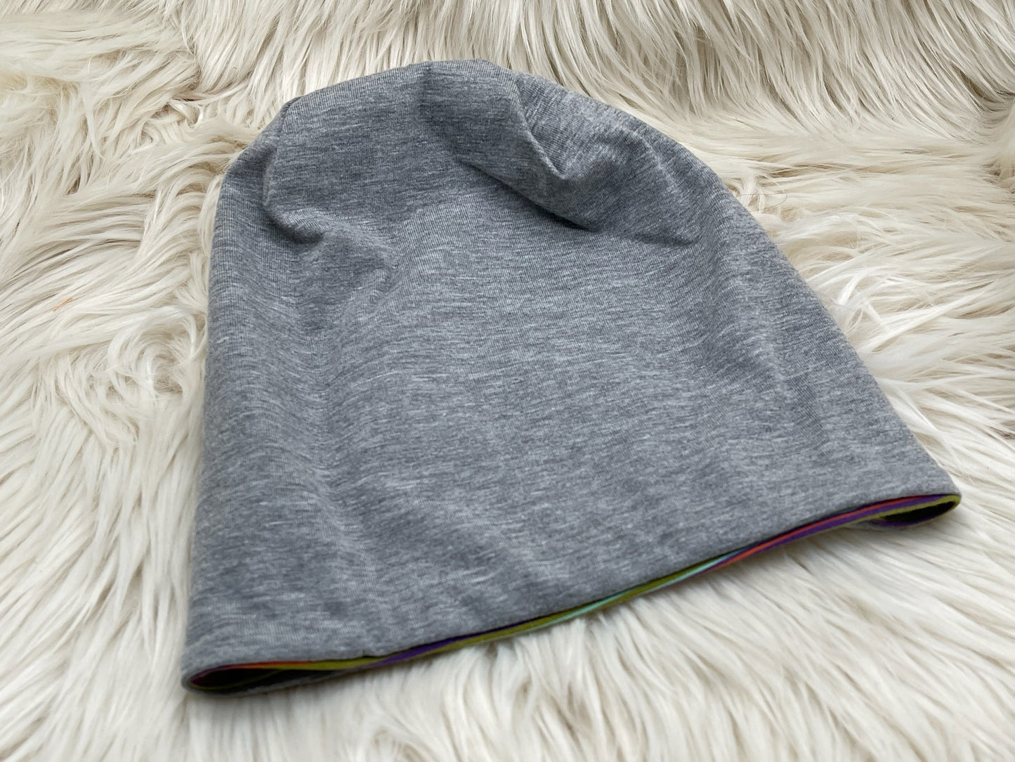 Wendebeanie Streifen grün-blau