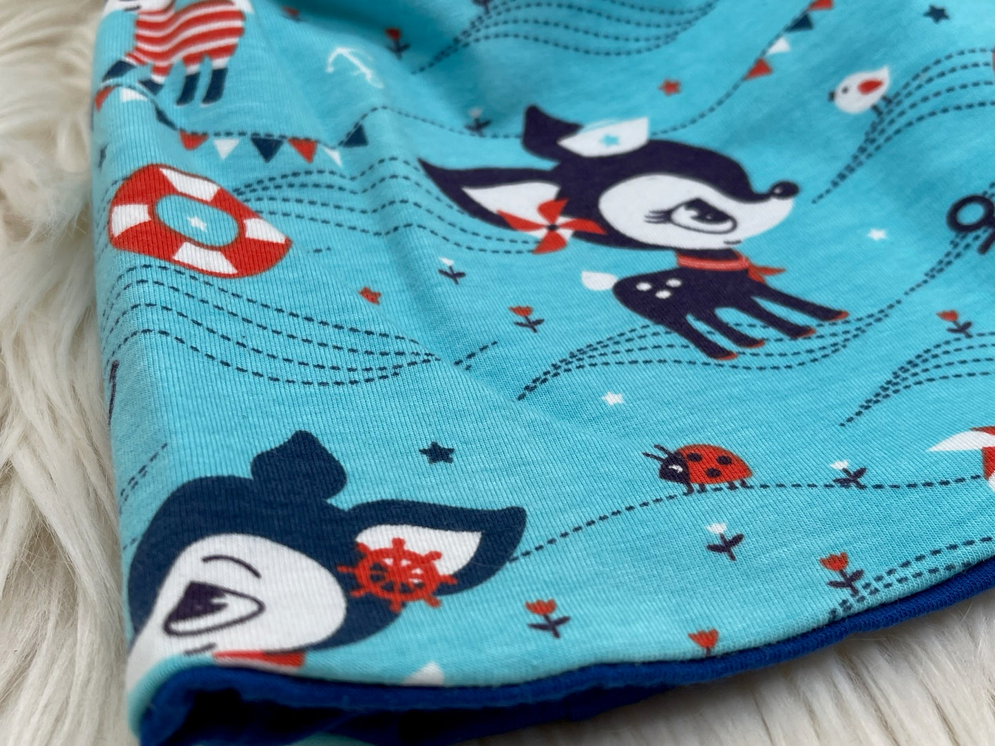 Wendebeanie Rehkitz blau