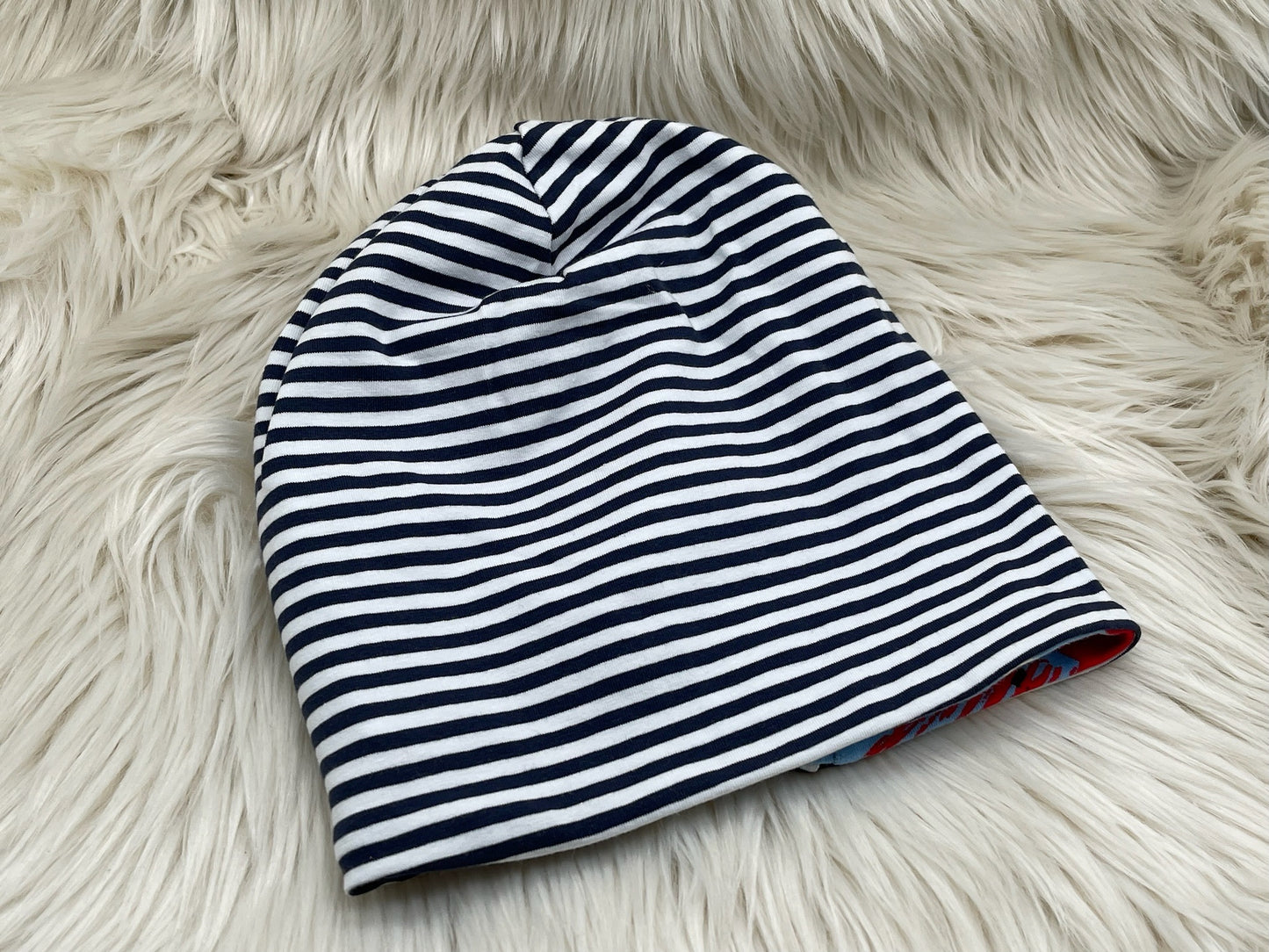 Wendebeanie Sterne blau
