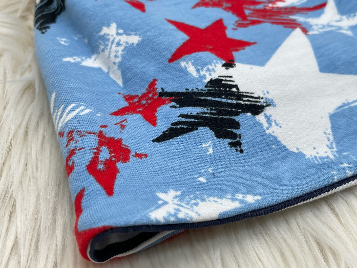 Wendebeanie Sterne blau