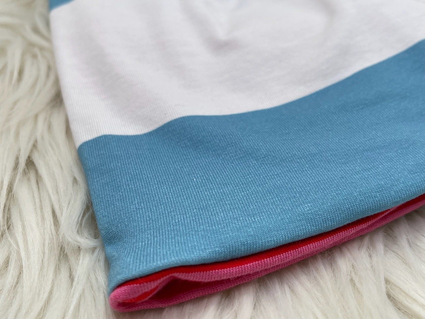 Wendebeanie Blockstreifen blau/Weiß