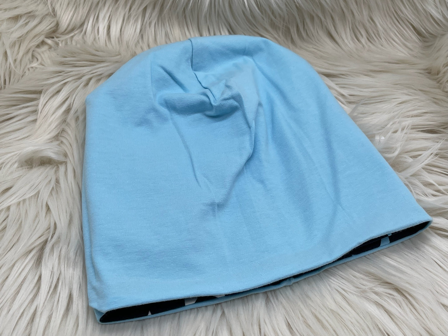 Wendebeanie Sterne blau