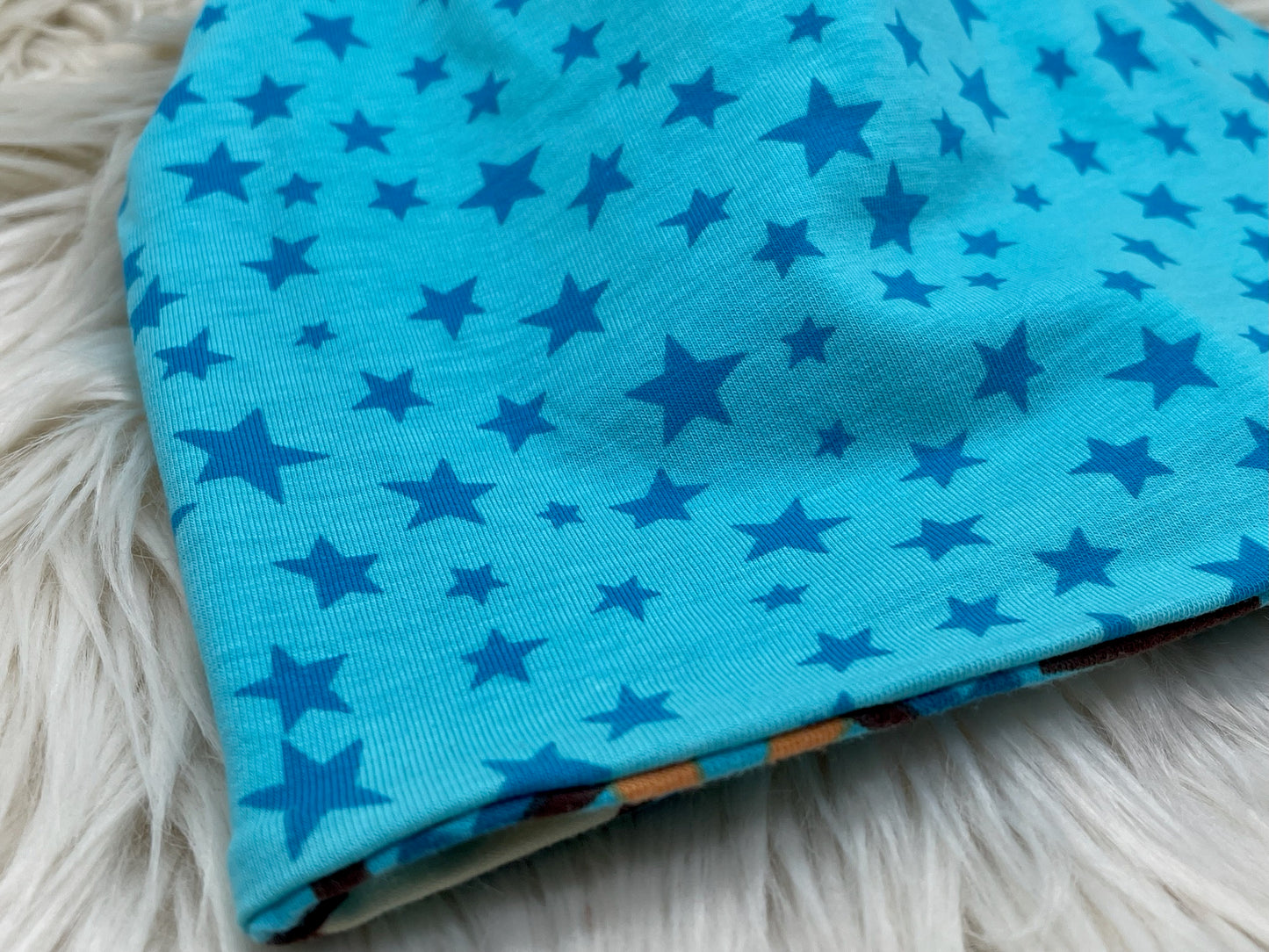 Wendebeanie Zahnrad blau