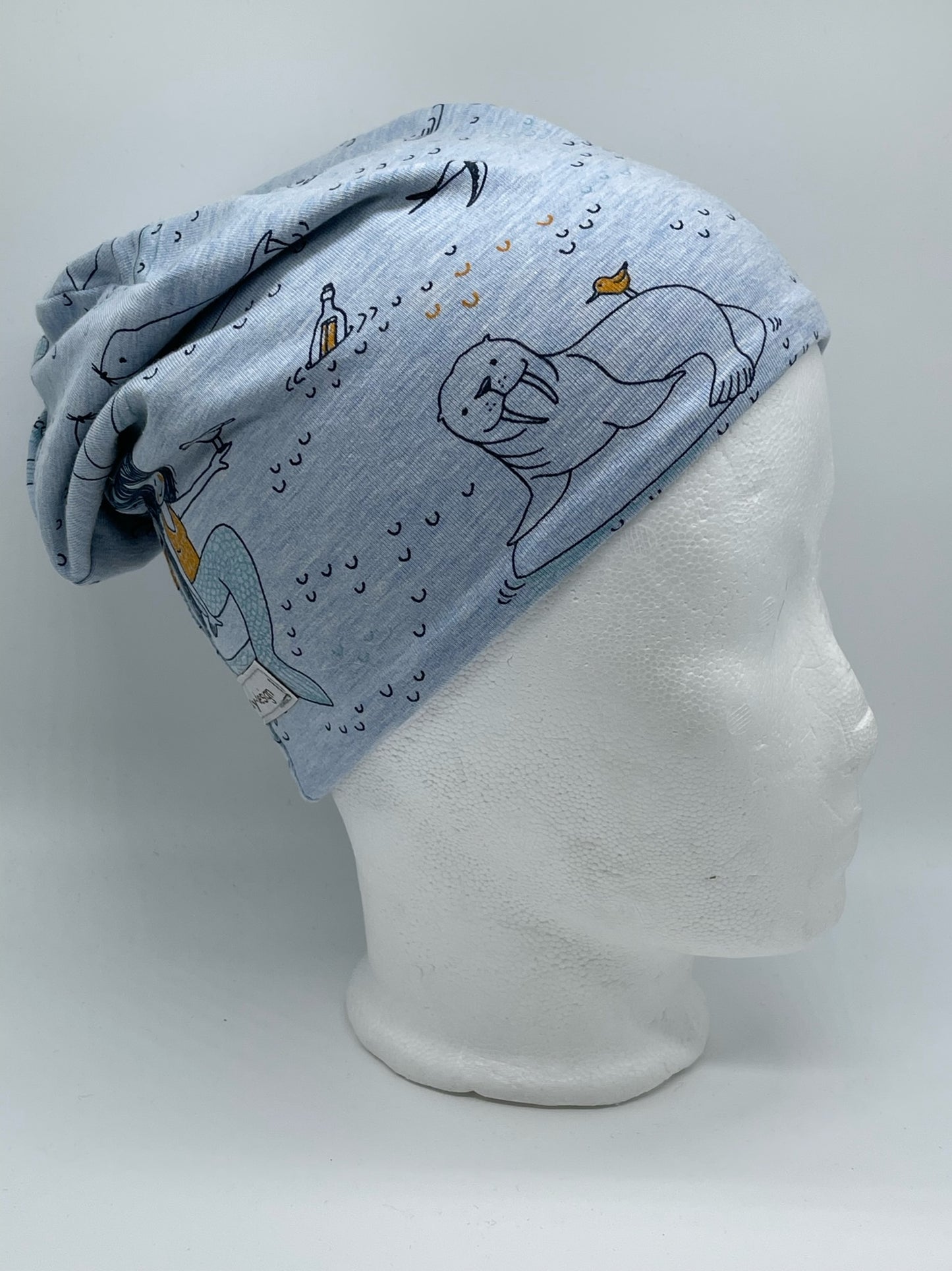 Wendebeanie Meerjungfrau blau