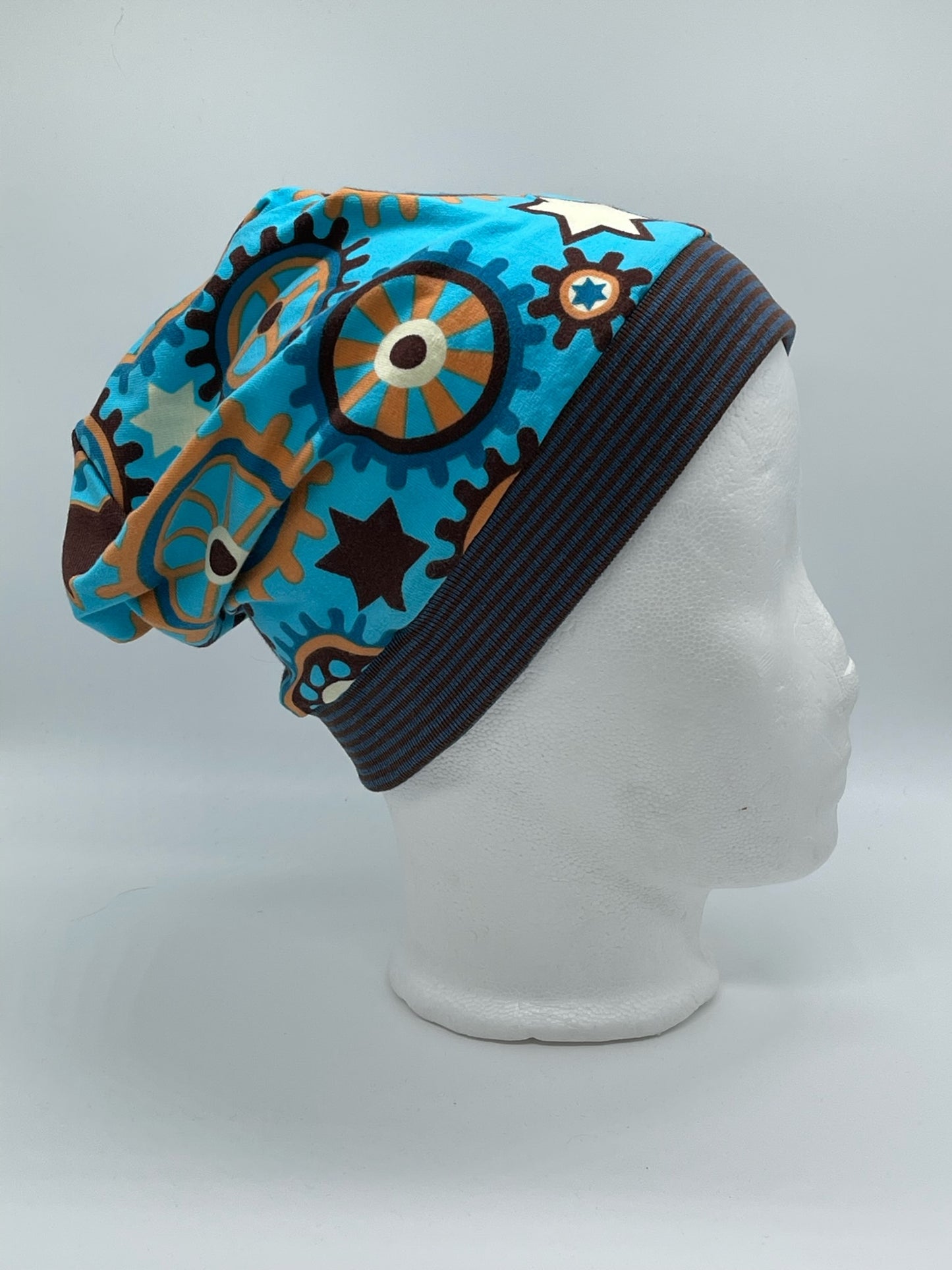 Beanie Zahnräder blau