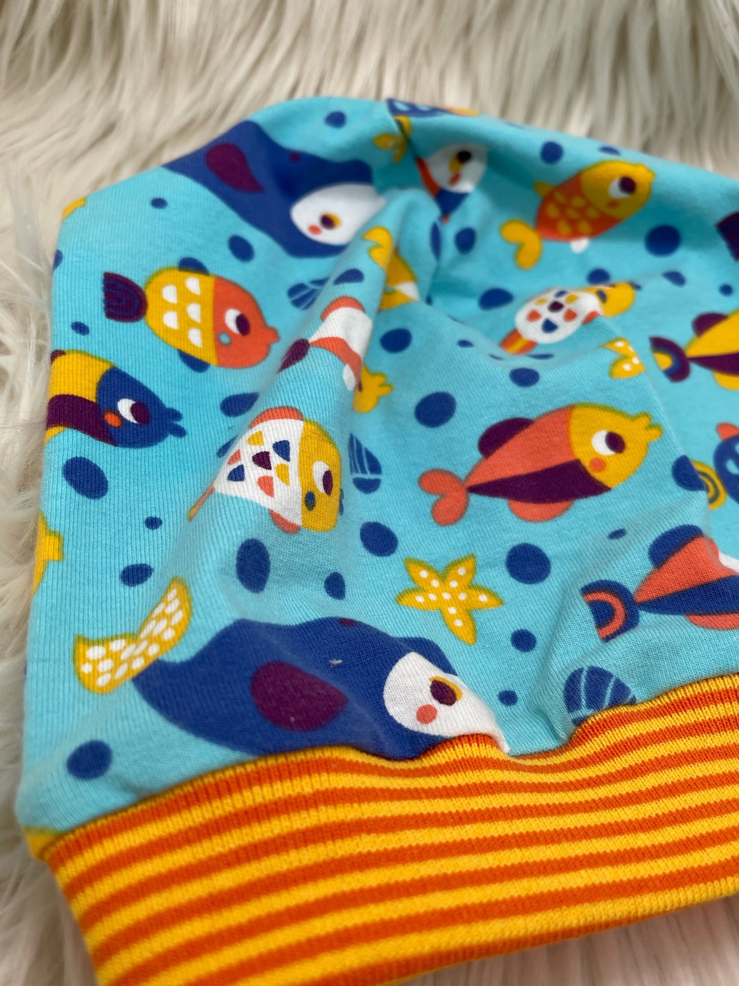 Beanie Fisch blau