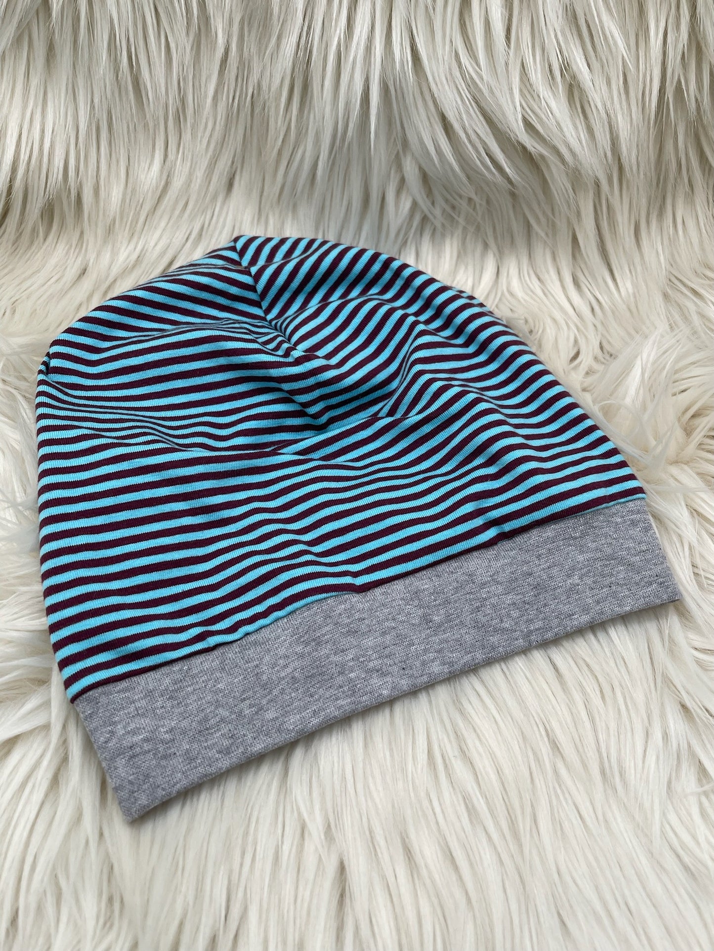 Beanie Streifen blau/braun