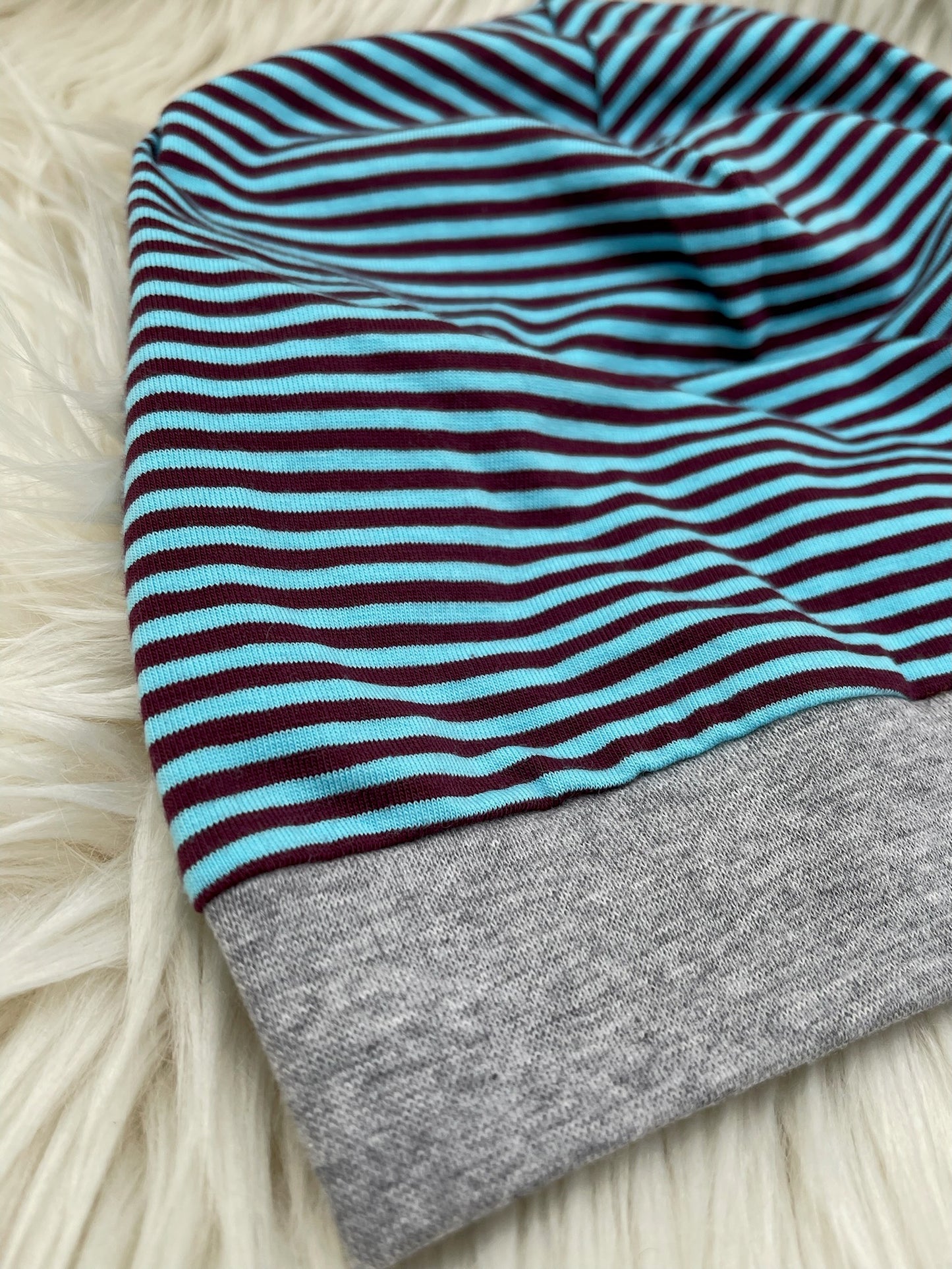 Beanie Streifen blau/braun