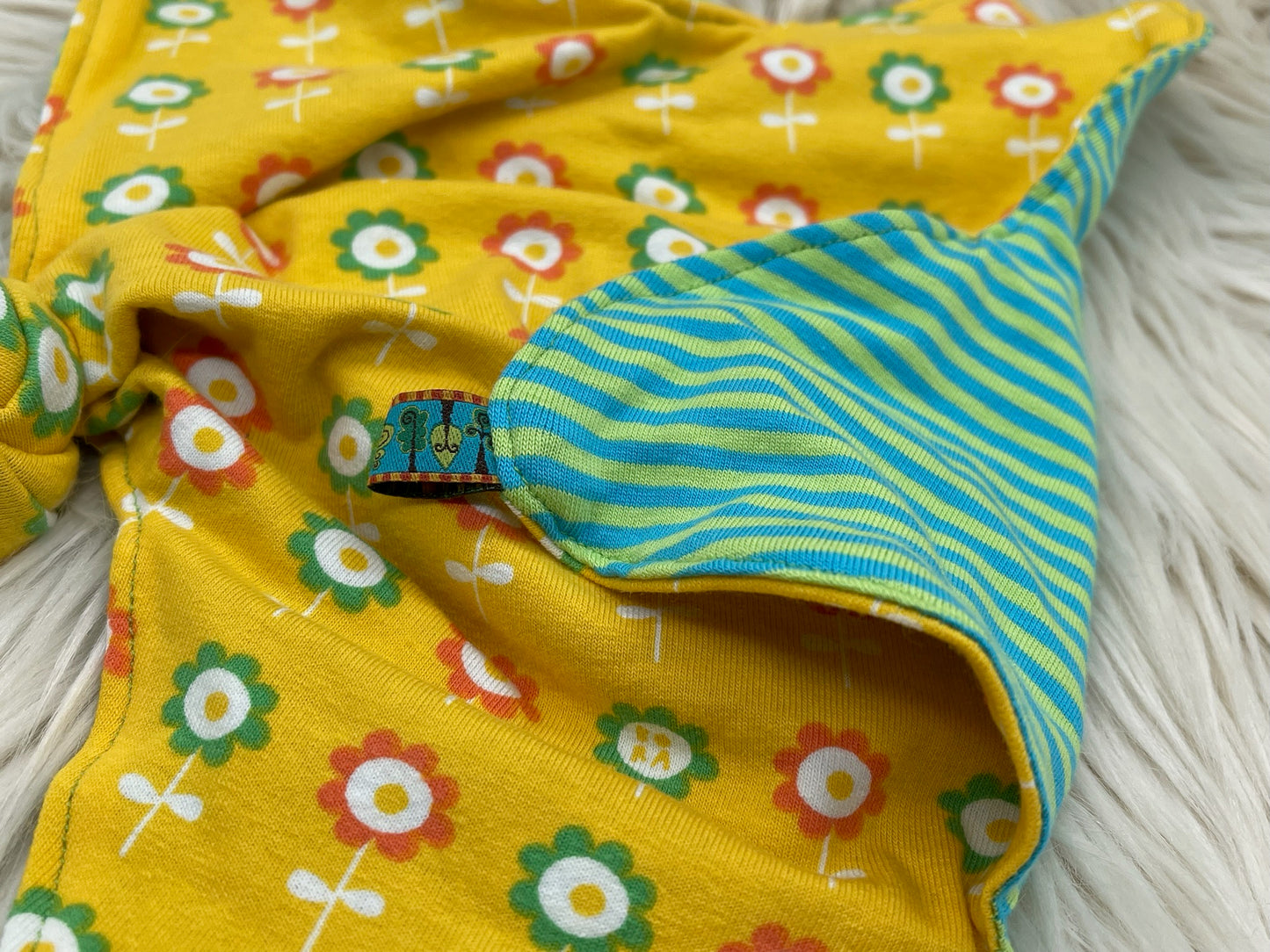 Schmusetuch Blumen gelb/grün