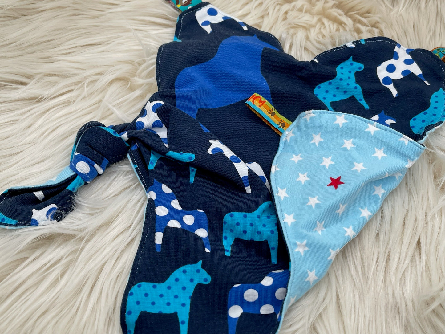 Schmusetuch Pferde blau