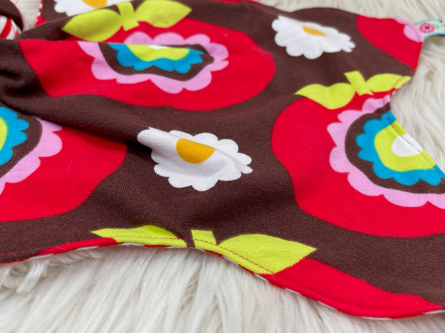 Schmusetuch Retro Blume braun/rot