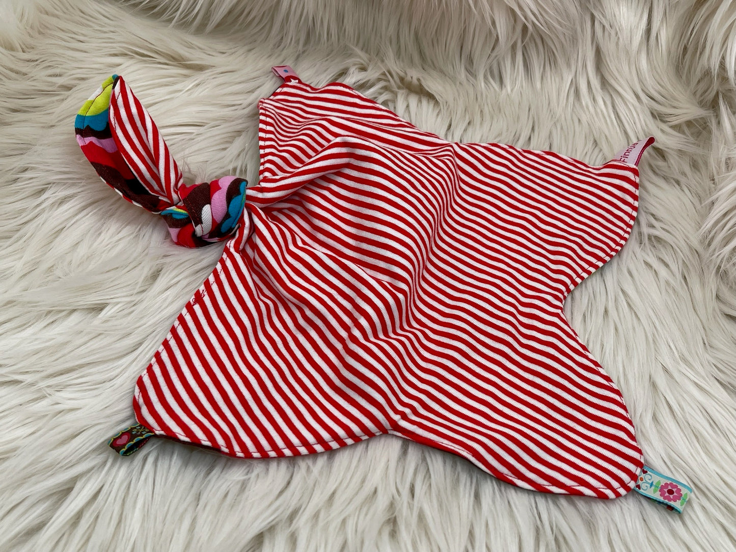 Schmusetuch Retro Blume braun/rot