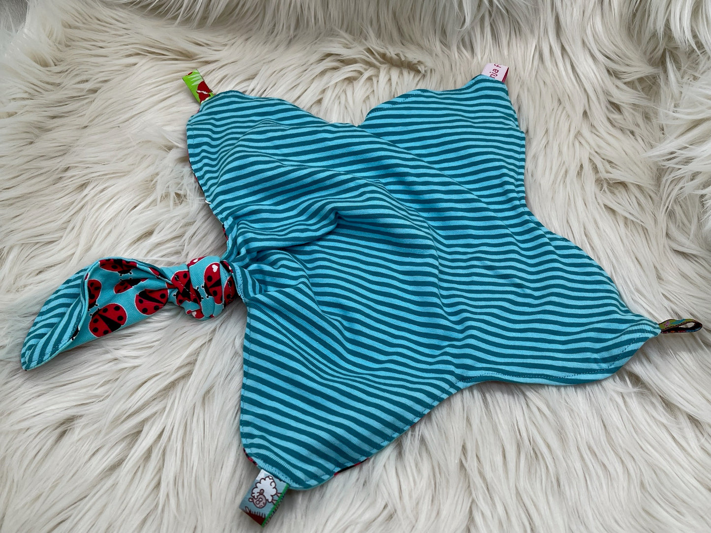 Schmusetuch Maikäfer blau/rot